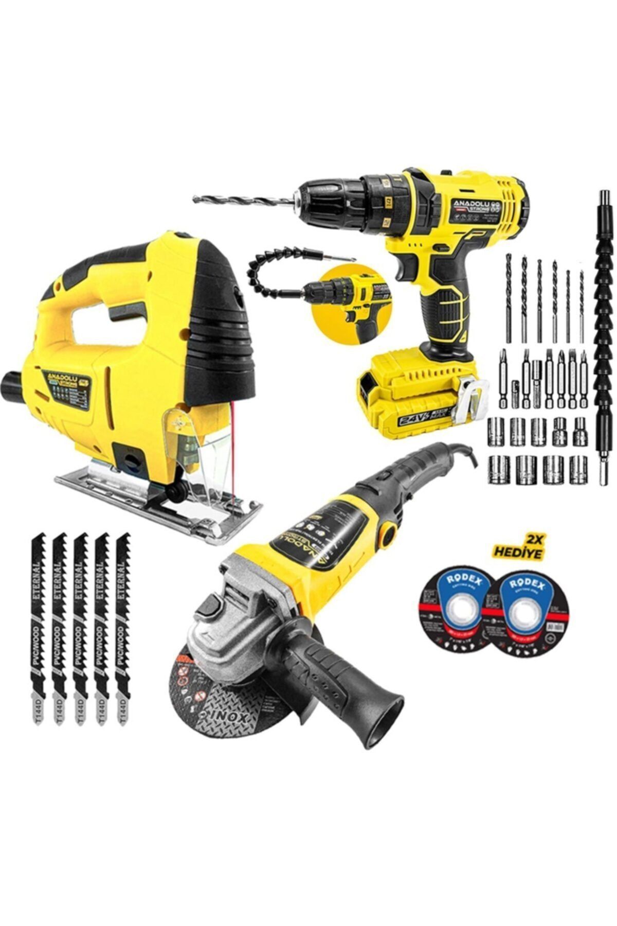 teknotrust Süper Set 24 W Darbeli Matkap 650w Lazerli Dekupaj Ver Ayarı Taşlama 1069-1033-803