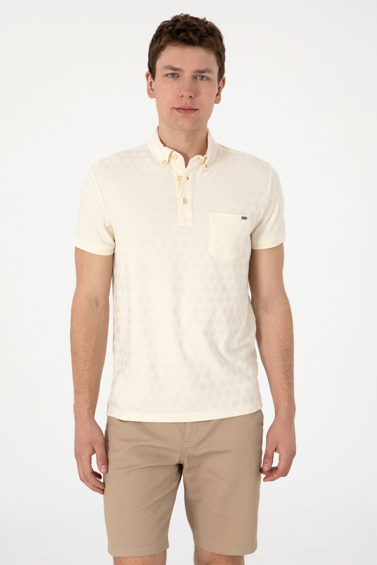U.S. Polo Assn. Erkek Krem Tişört 50300036-VR071