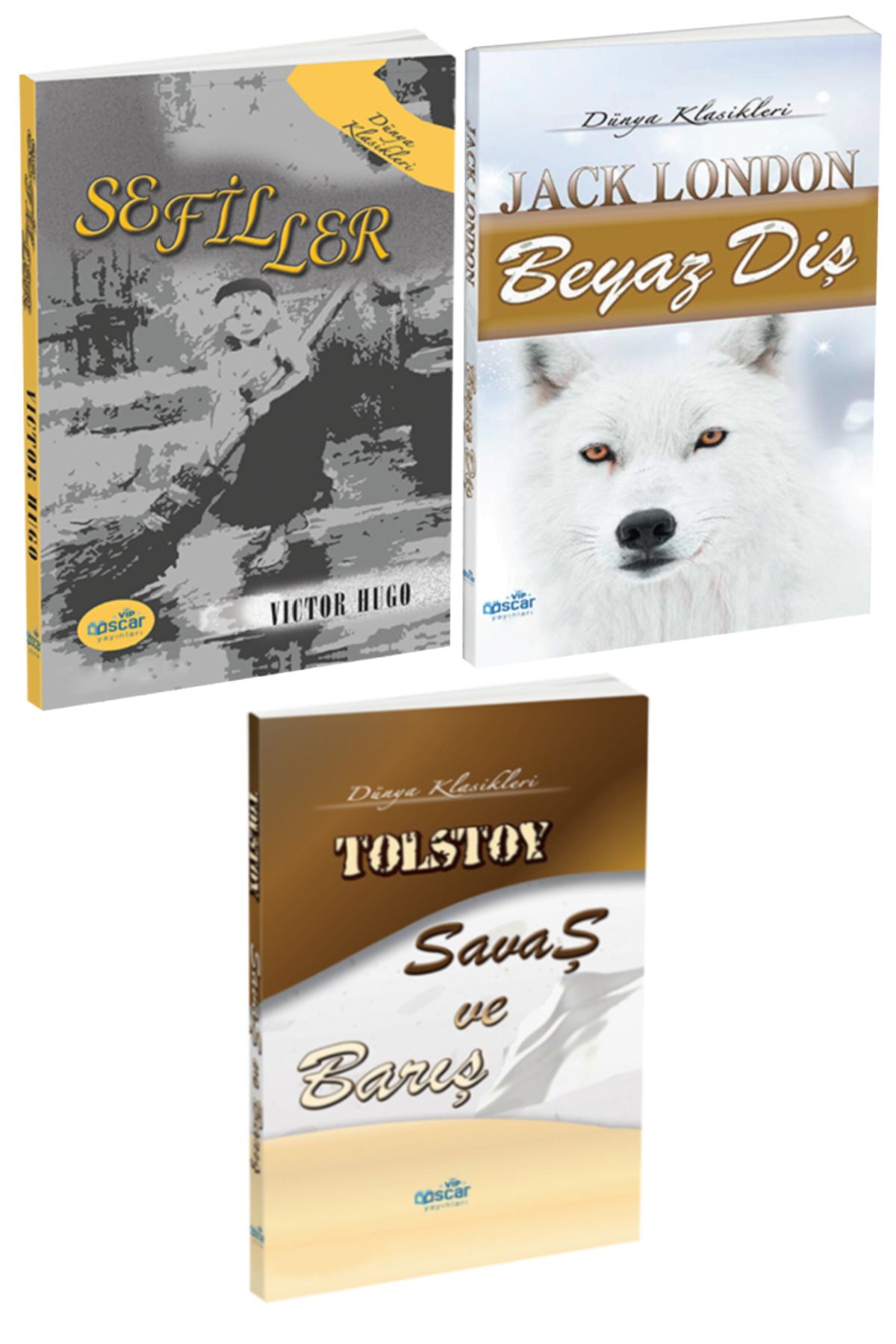 Panem Yayınları Dünya Klasikleri: Victor Hugo Sefiller + Jack London Beyaz Diş + Tolstoy Savaş ve Barış