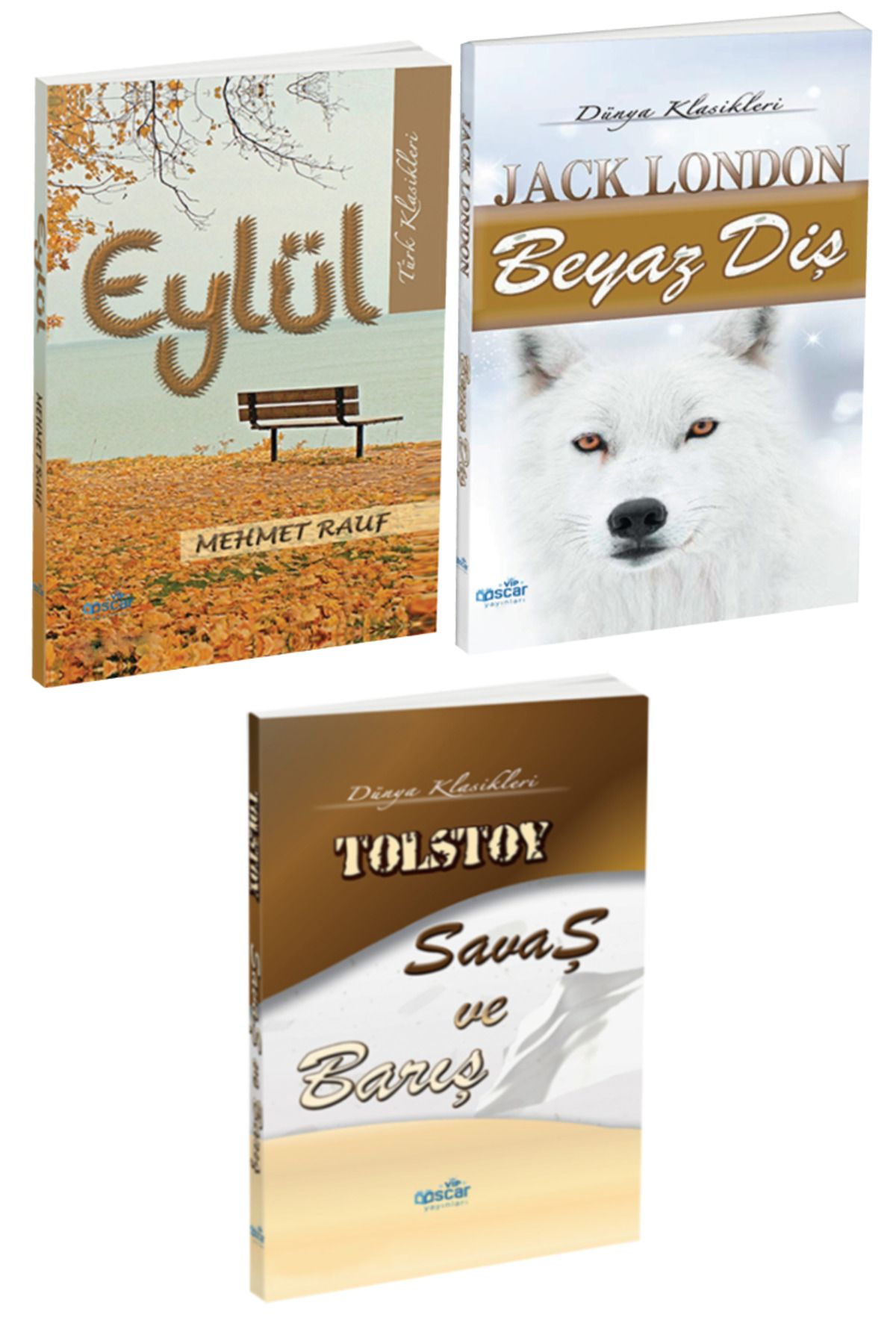 Panem Yayınları Klasik Romanlar: Mehmet Rauf Eylül + Jack London Beyaz Diş + Tolstoy Savaş ve Barış
