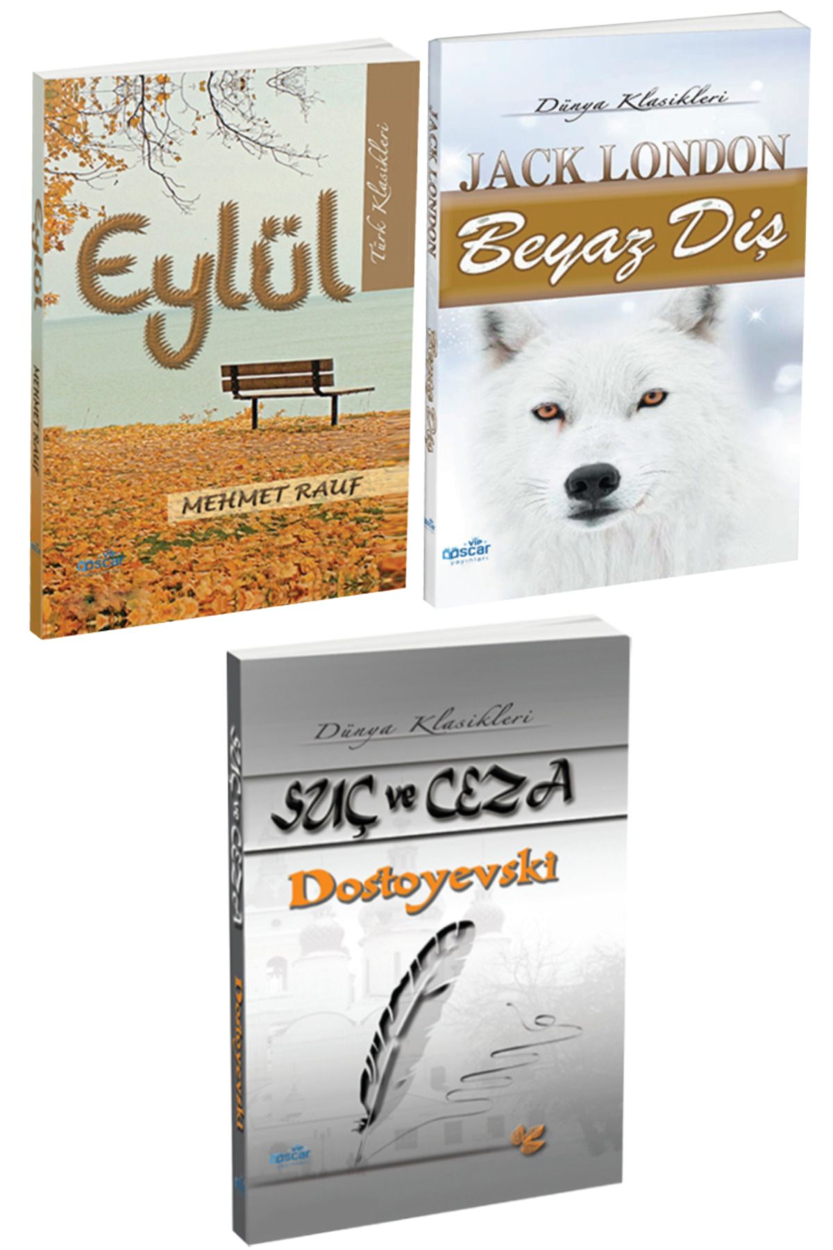 Panem Yayınları Klasik Romanlar: Mehmet Rauf Eylül + Jack London Beyaz Diş + Dostoyevski Suç ve Ceza