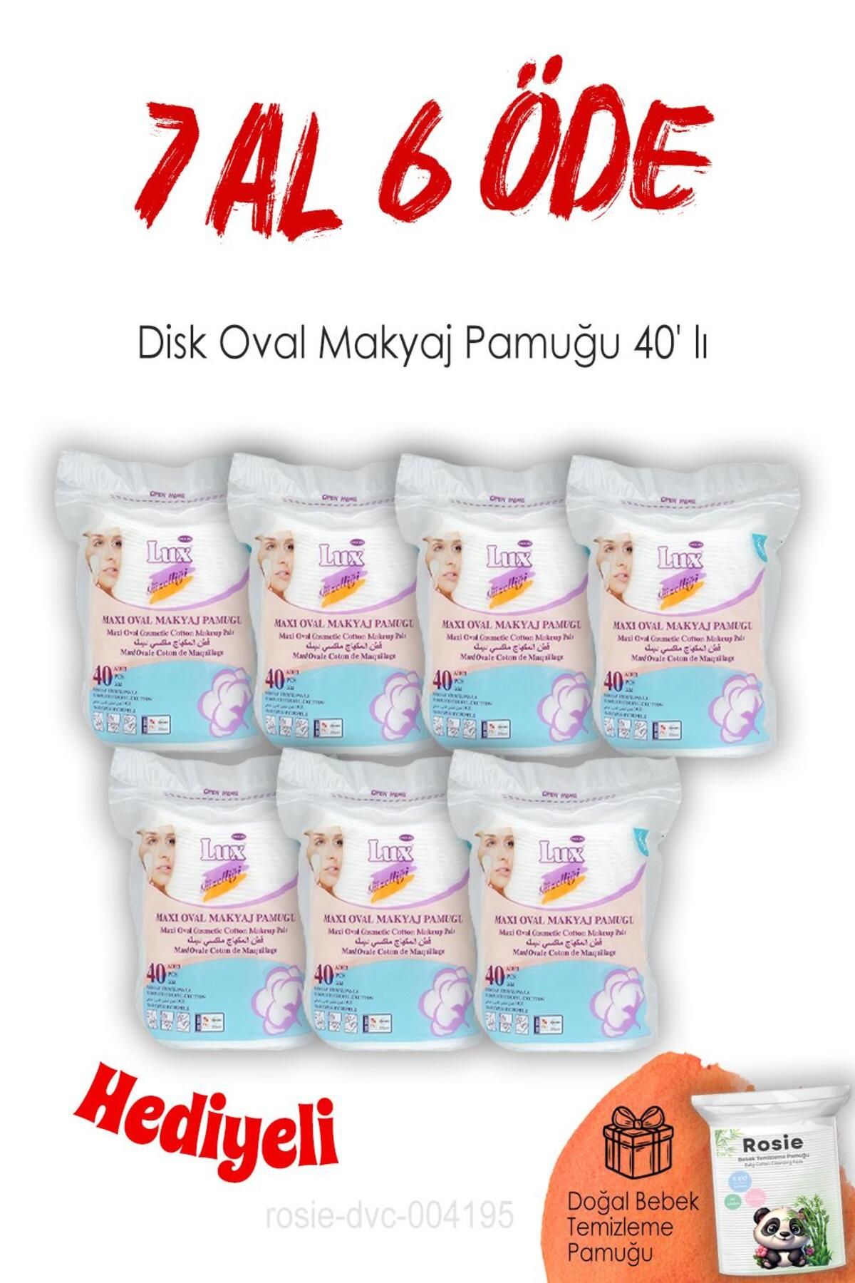 LUX 40'lı Disk Oval Makyaj Pamuğu 7 Al 6 Öde Ve Rosıe Pamuk Hediye