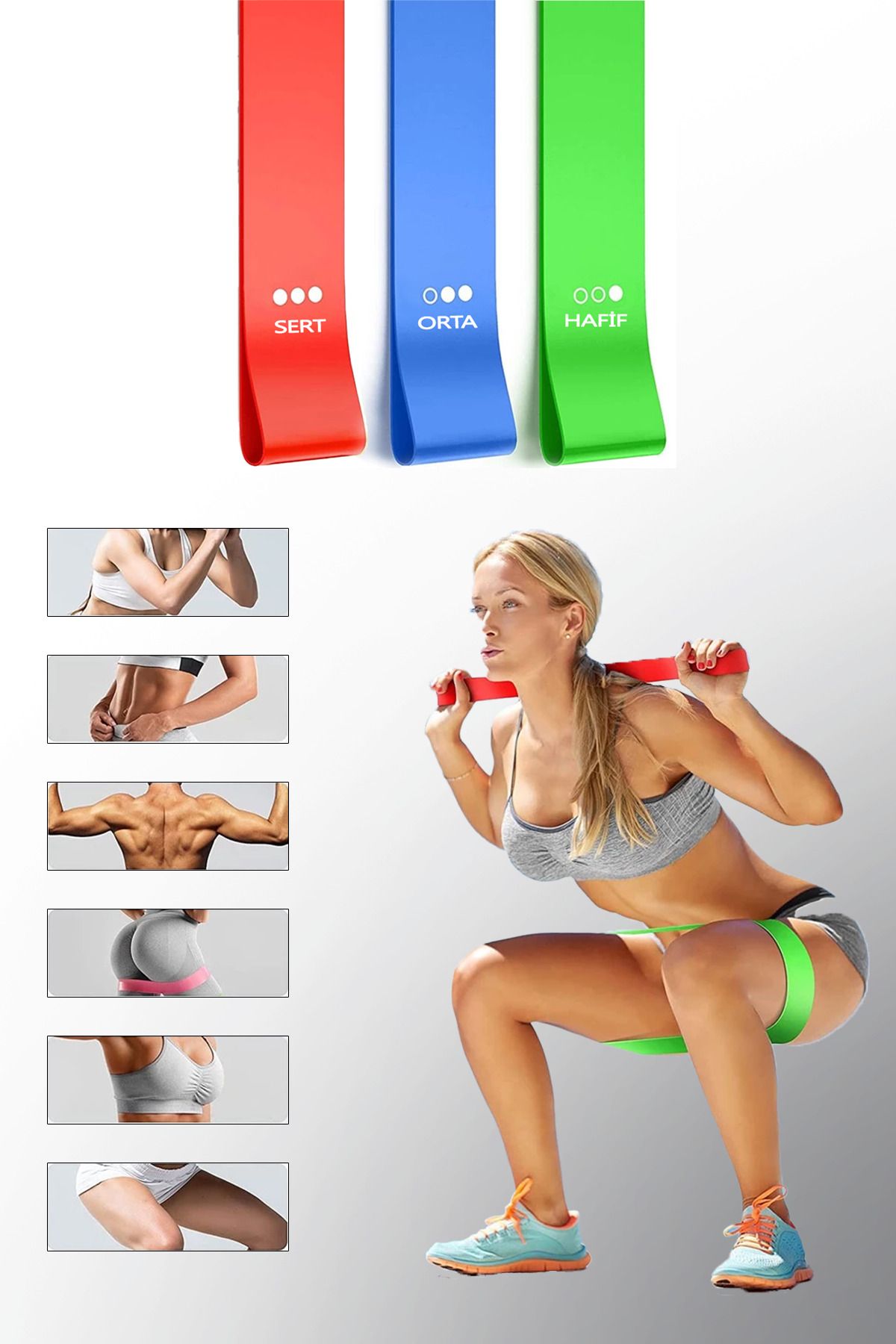 Direnç Lastiği Karın Bacak Kol Kası Geliştirme Pilates Direnç Bandı Jimnastik Kondisyon Yapma Aleti