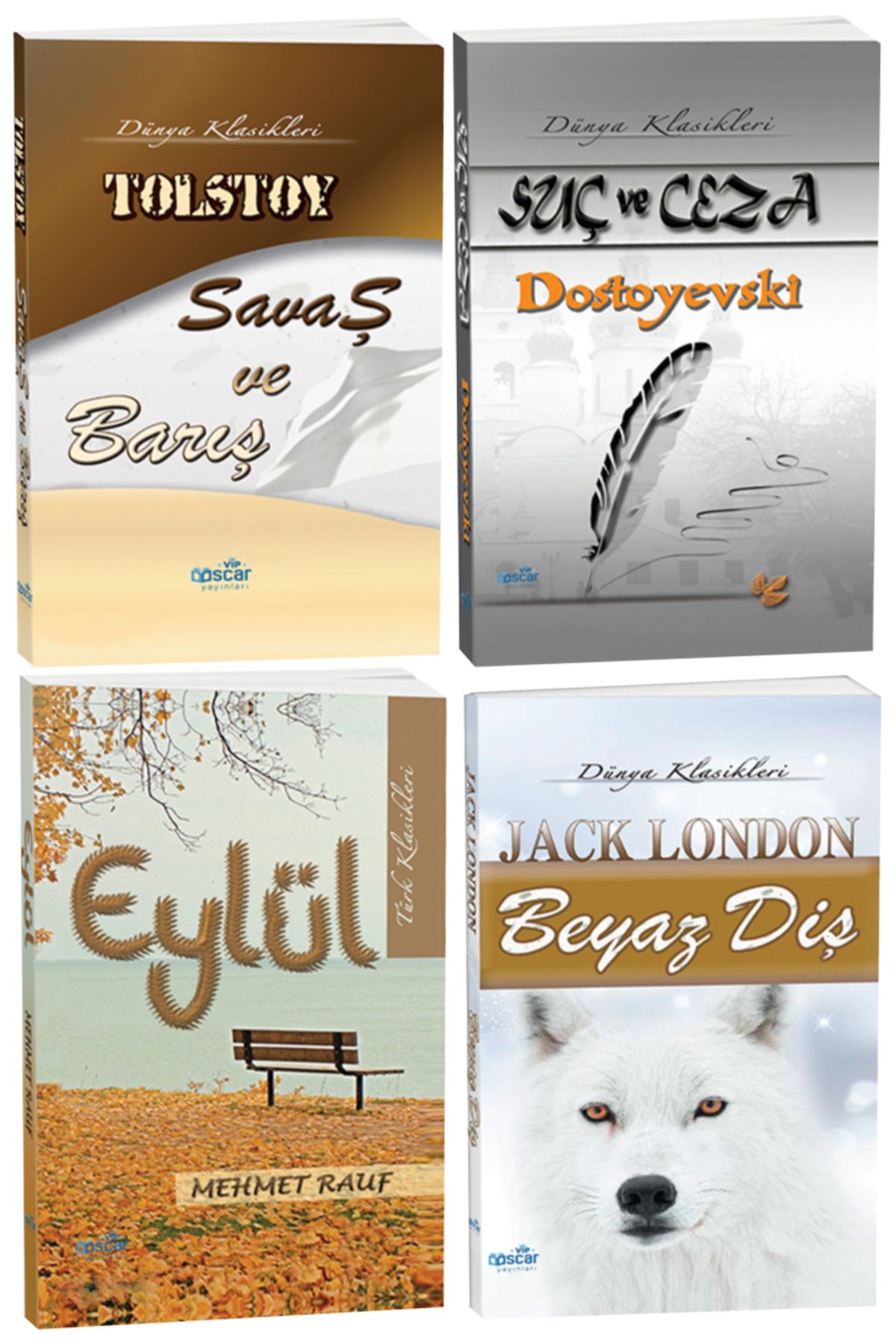 Panem Yayınları Savaş ve Barış-Tolstoy+Suç ve Ceza-Dostoyevski+Eylül-Mehmet Rauf+Beyaz Diş-Jack London+Hediye