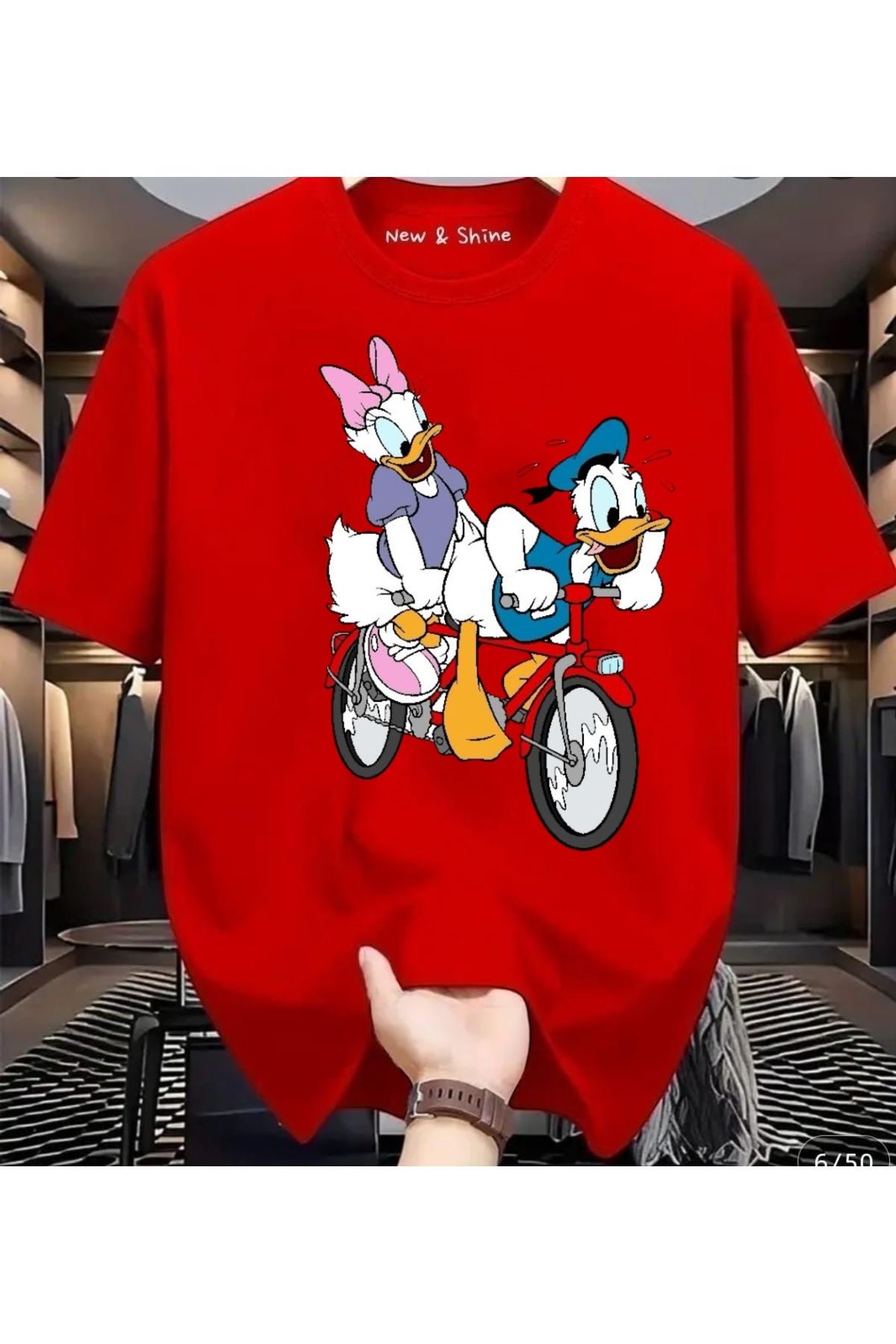 New Shine Daisy Donald Duck Baskılı Oversize T-Shirt