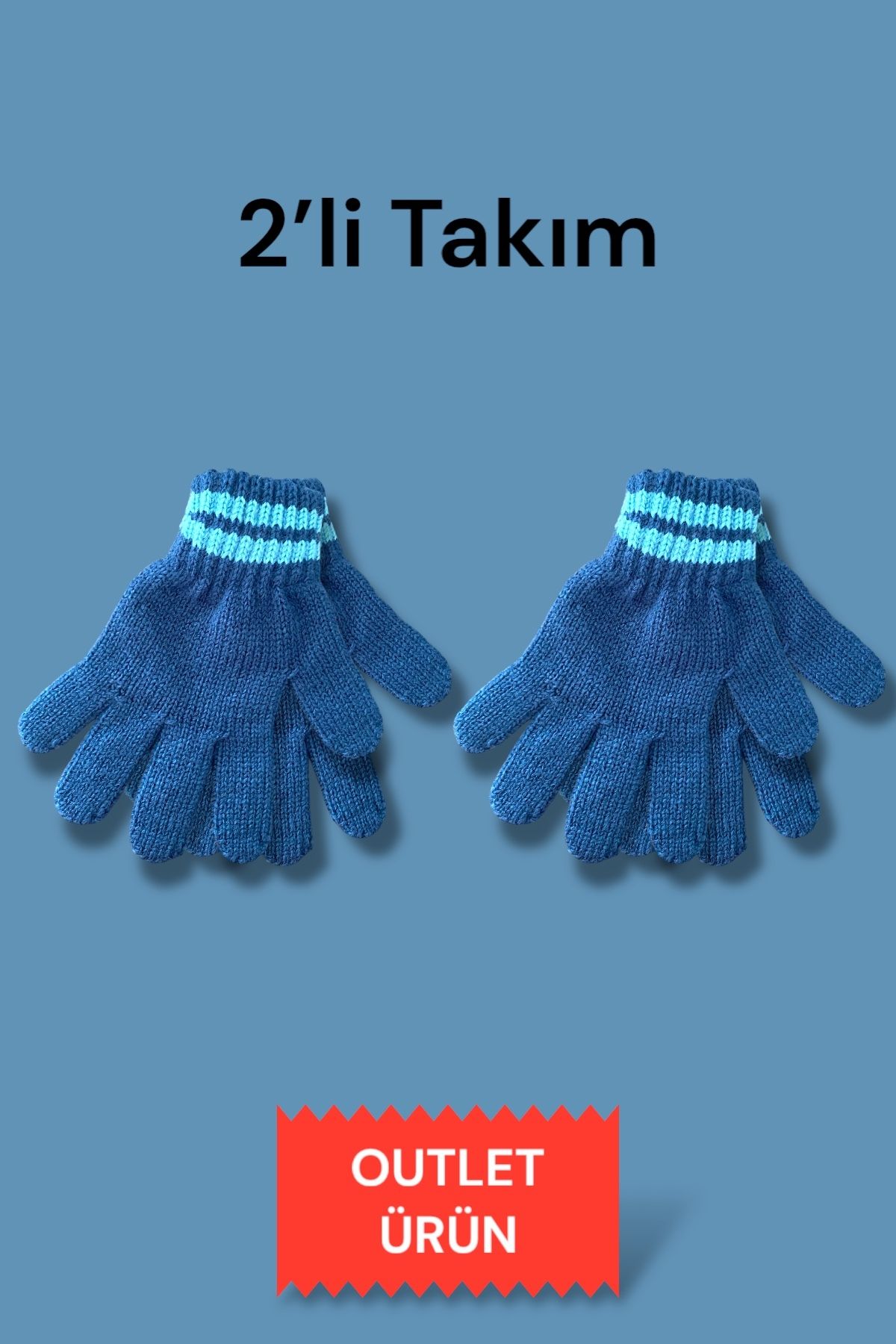 Battani.Co 2’li Çocuk Triko Eldiven Takımı – Mavi | Outlet Ürün