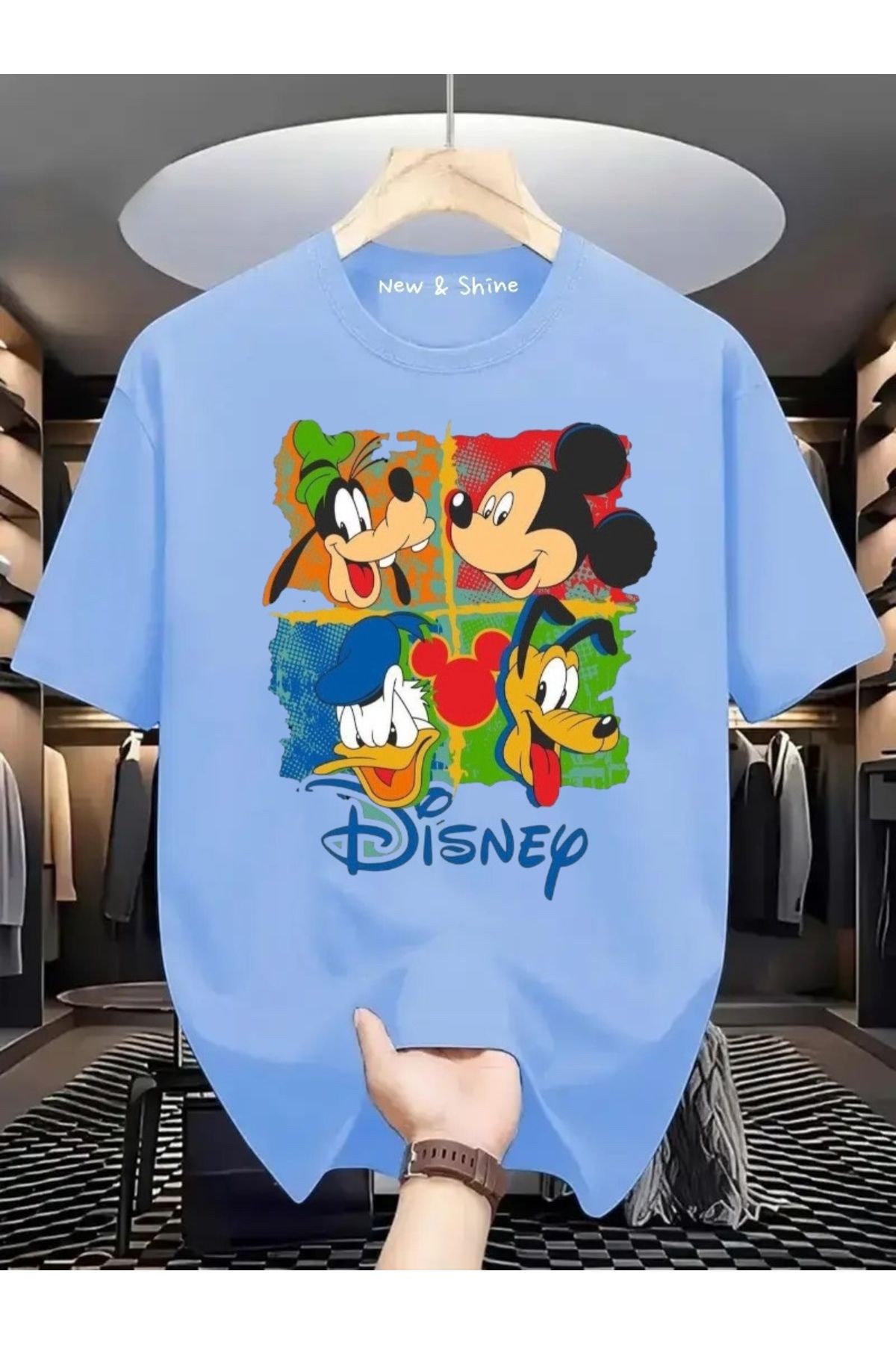 New Shine Disney Baskılı Büyük Beden Oversize T-Shirt