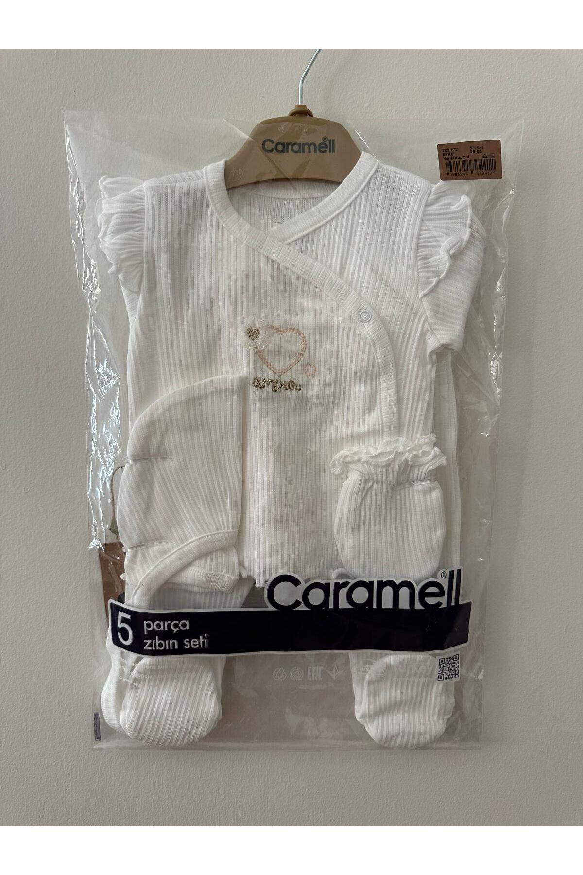 Caramell 5 Lİ HASTANE CIKIŞI KIZ BEBEK EKRU RENK//1272