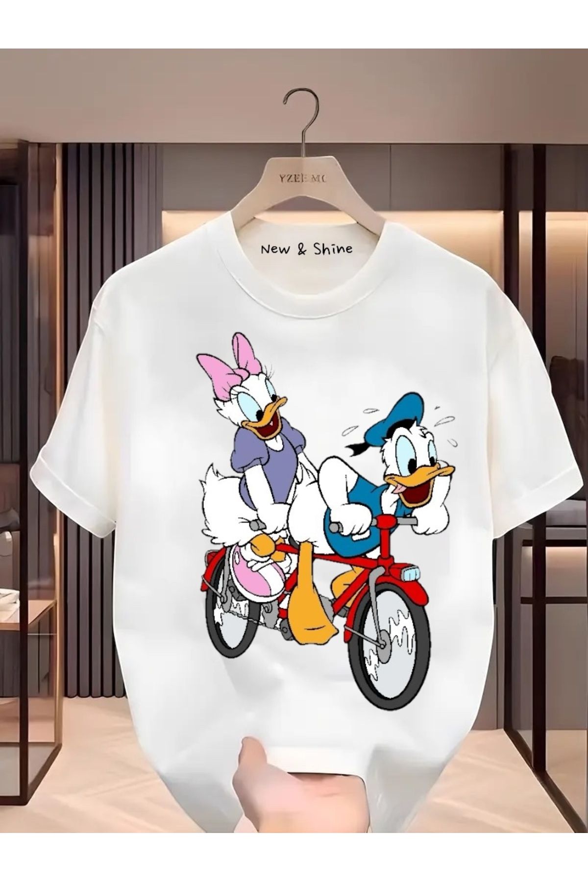 New Shine Daisy Donald Duck Baskılı Oversize T-Shirt
