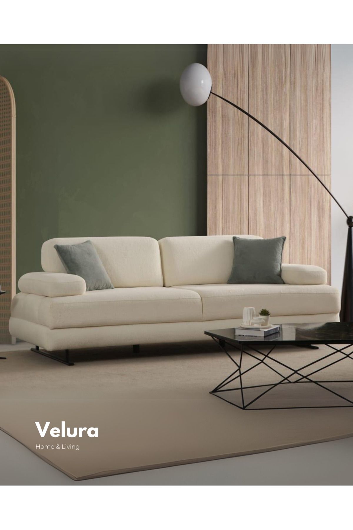 Velura Home & Living Neon Kanepe & Yataklı Bazalı Koltuk & Üçlü Kanepe - Beyaz