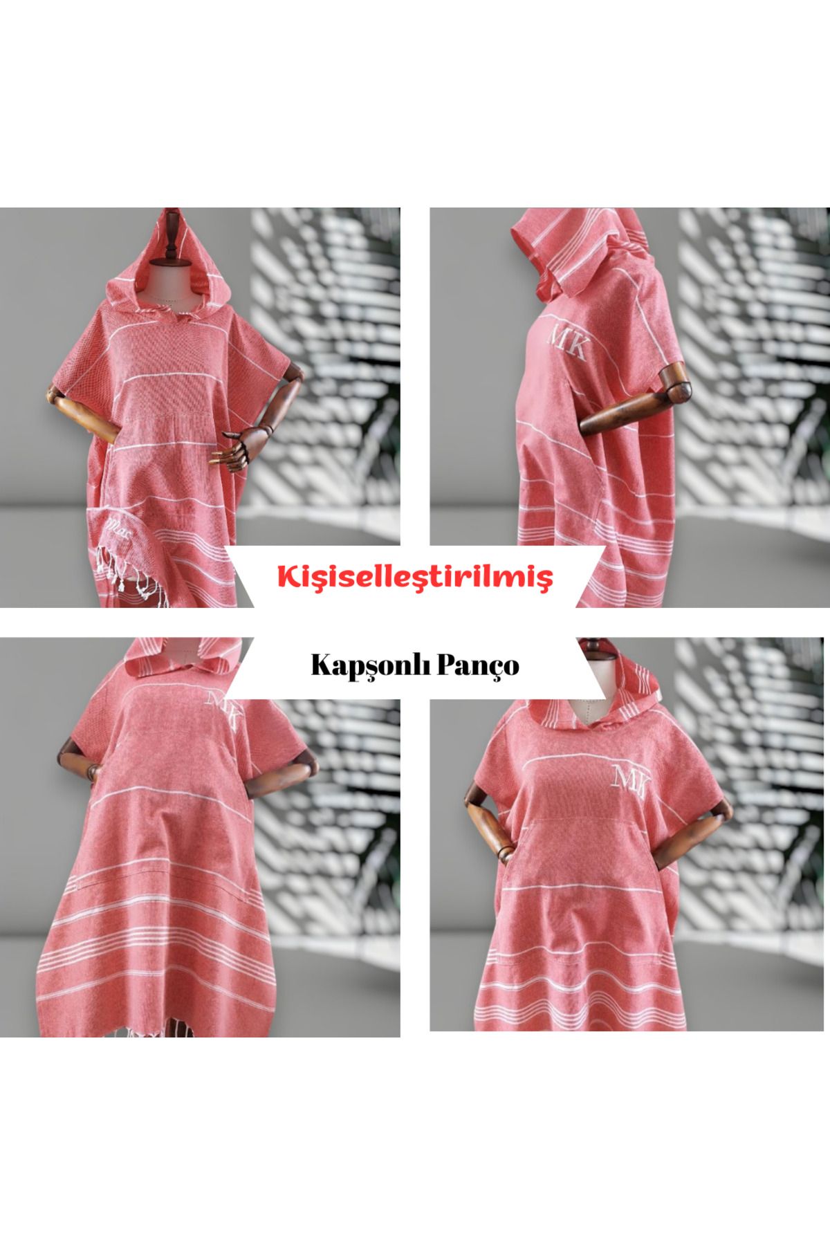 CHIMARIVA Kişiye Özel Baskılı Kapüşonlu Plaj Pançosu | İsim Yazılı Pamuklu Havlu Poncho |Unisex Peştamal Kumaş