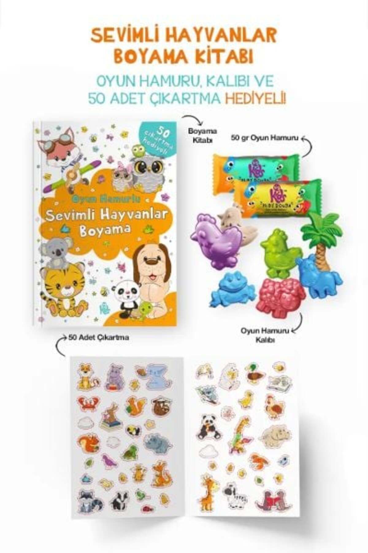 Karatay Yayınları Sevimli Hayvanlar Boyama Kitabı Oyun Hamurlu 3 Yaş