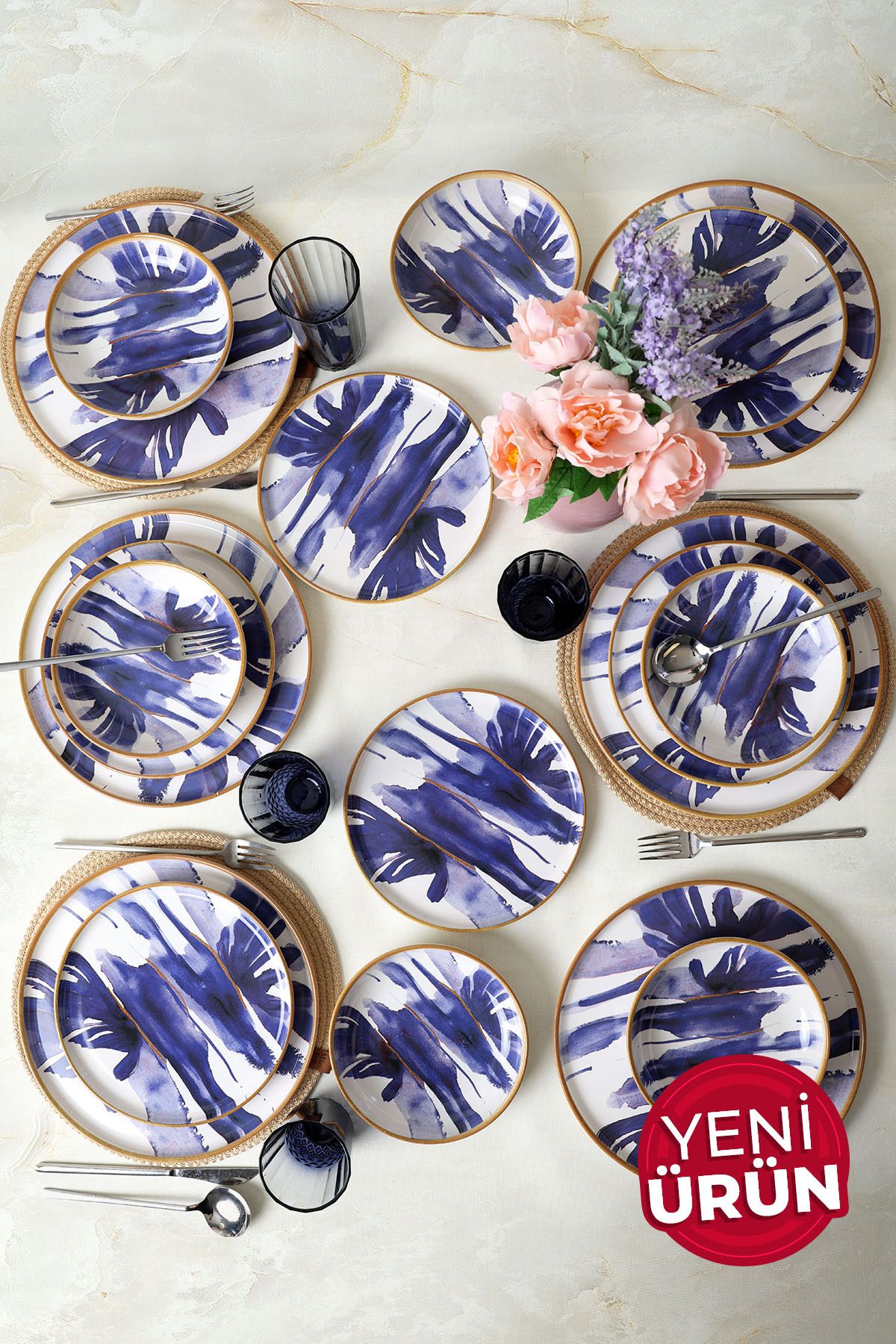 Keramika Brush & Bloom Yemek Takımı 18 Parça 6 Kişilik 22956