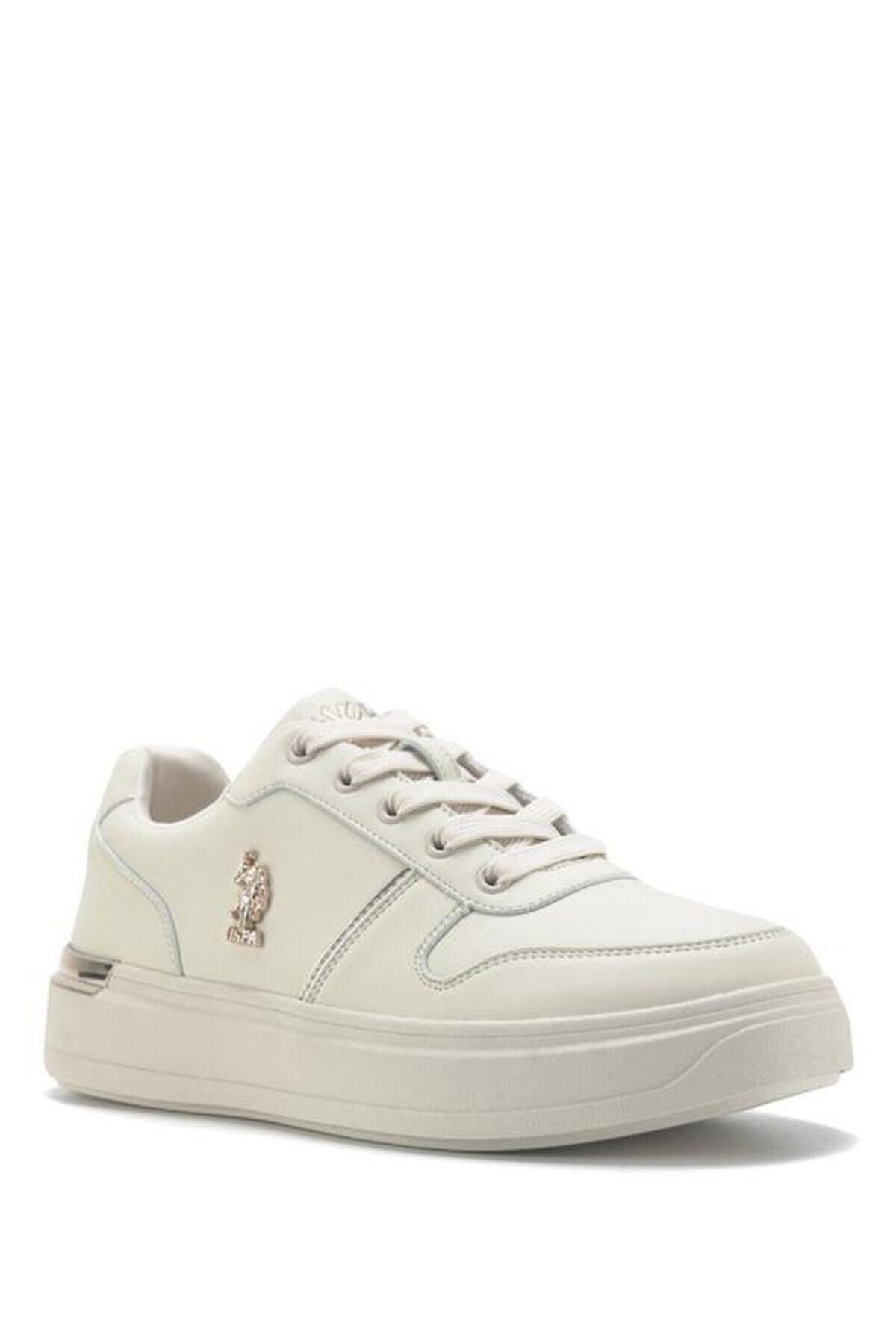 U.S. Polo Assn. Rahat Kalıp Bağcıklı Günlük Spor Ayakkabı Bej Sneaker