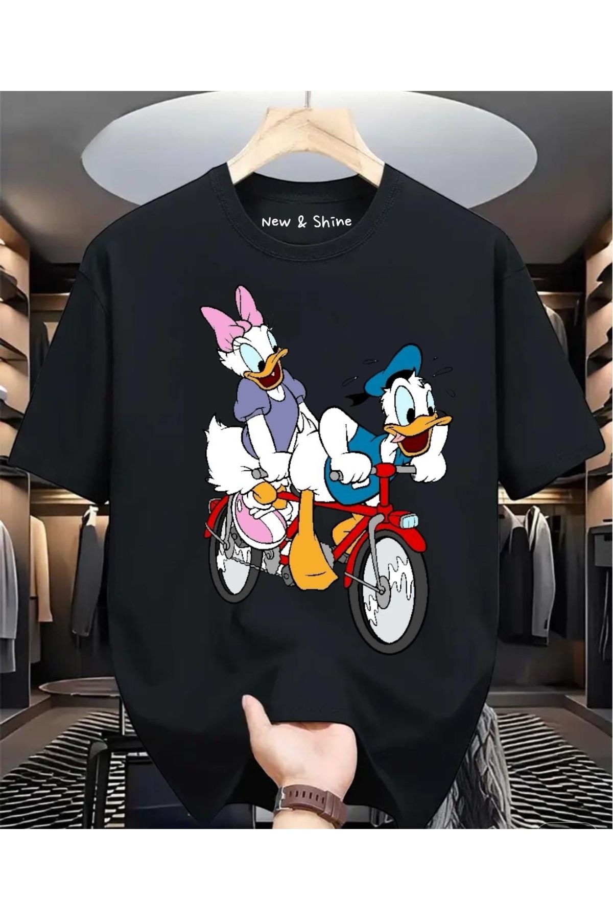 New Shine Daisy Donald Duck Baskılı Oversize T-Shirt