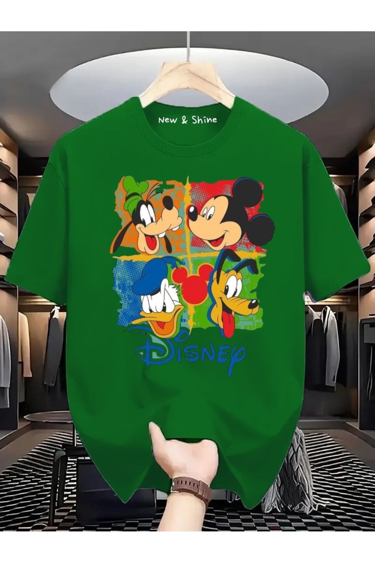 New Shine Disney Baskılı Büyük Beden Oversize T-Shirt