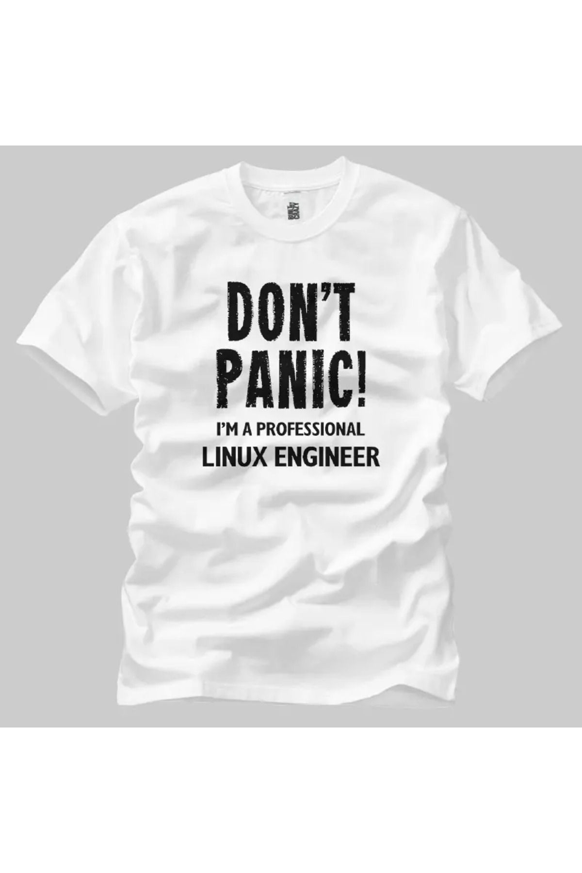 Built By Crazy Dont Panic Linux Engineer Unisex Tişört