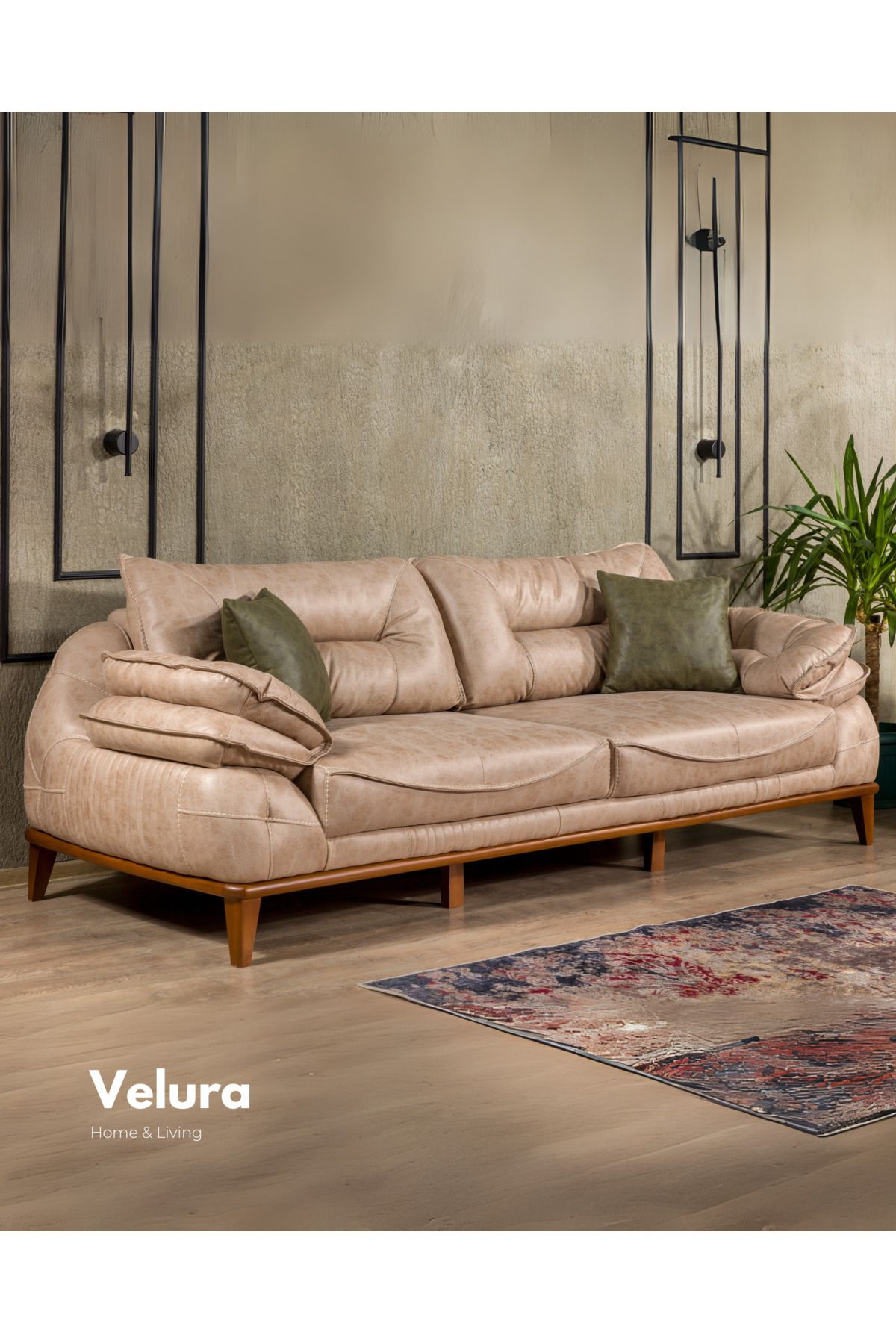 Velura Home & Living Stella Kanepe & Üçlü Koltuk - Krem