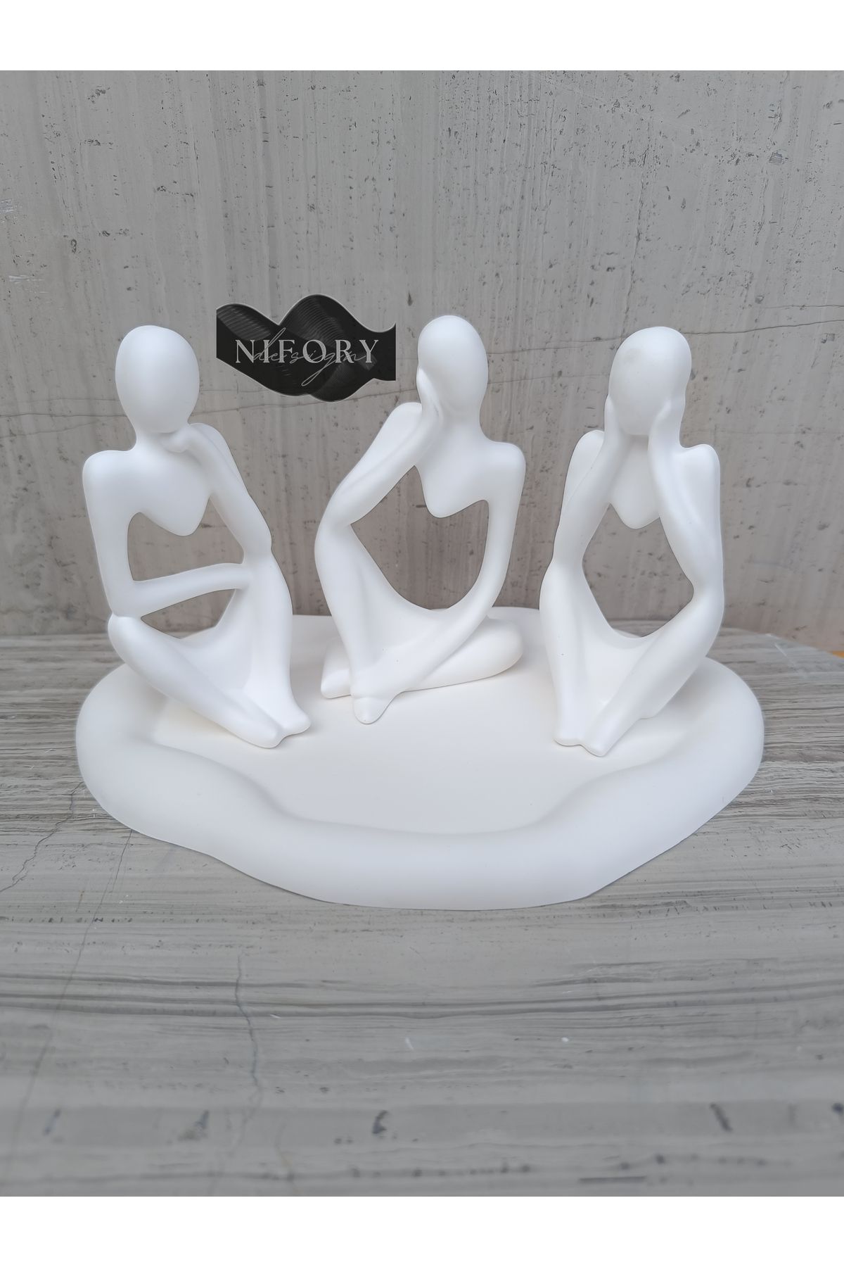 Nifory 520-N0125 Dekoratif Beton Sunum Aksesuar Set Beton Biblo Organizer Takımı Çok Amaçlı Dekoratif Set