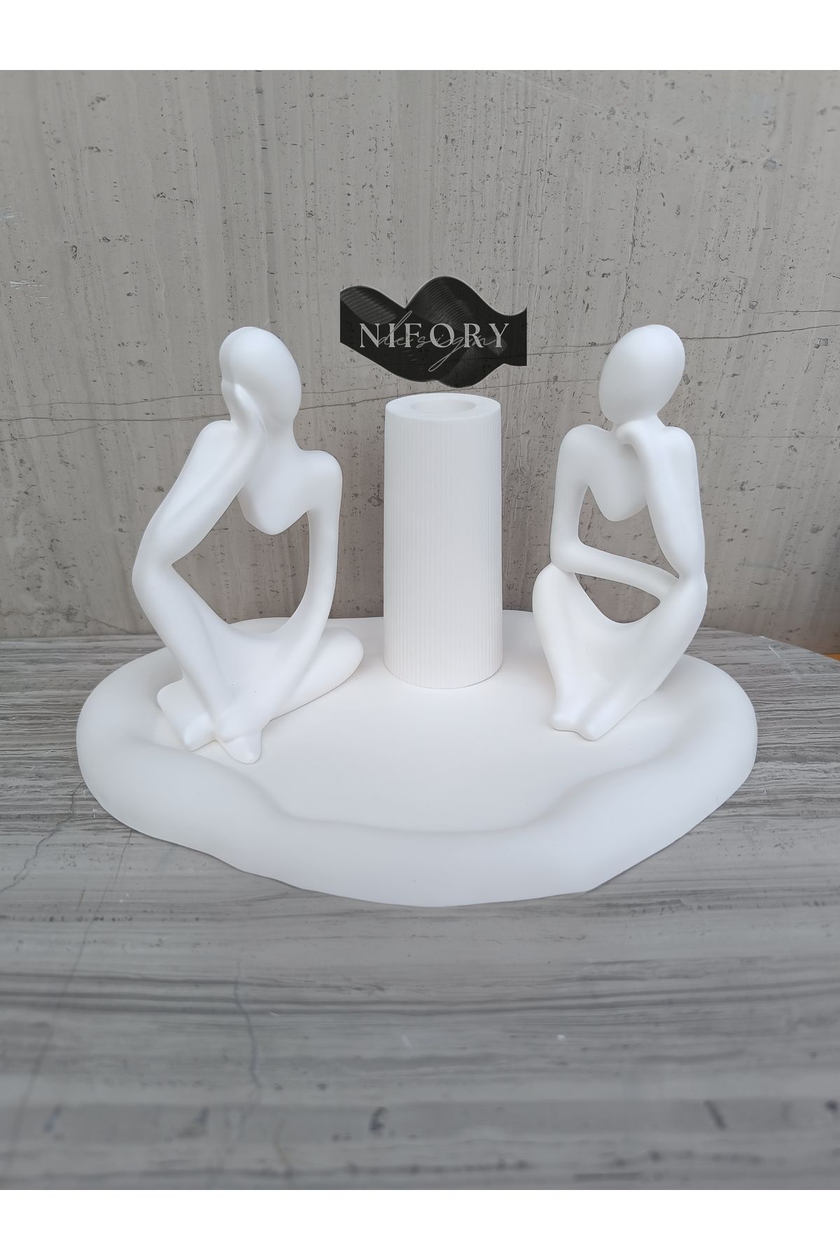 Nifory 520-N0139 Dekoratif Beton Sunum Aksesuar Set Beton Biblo Organizer Takımı Çok Amaçlı Dekoratif Set