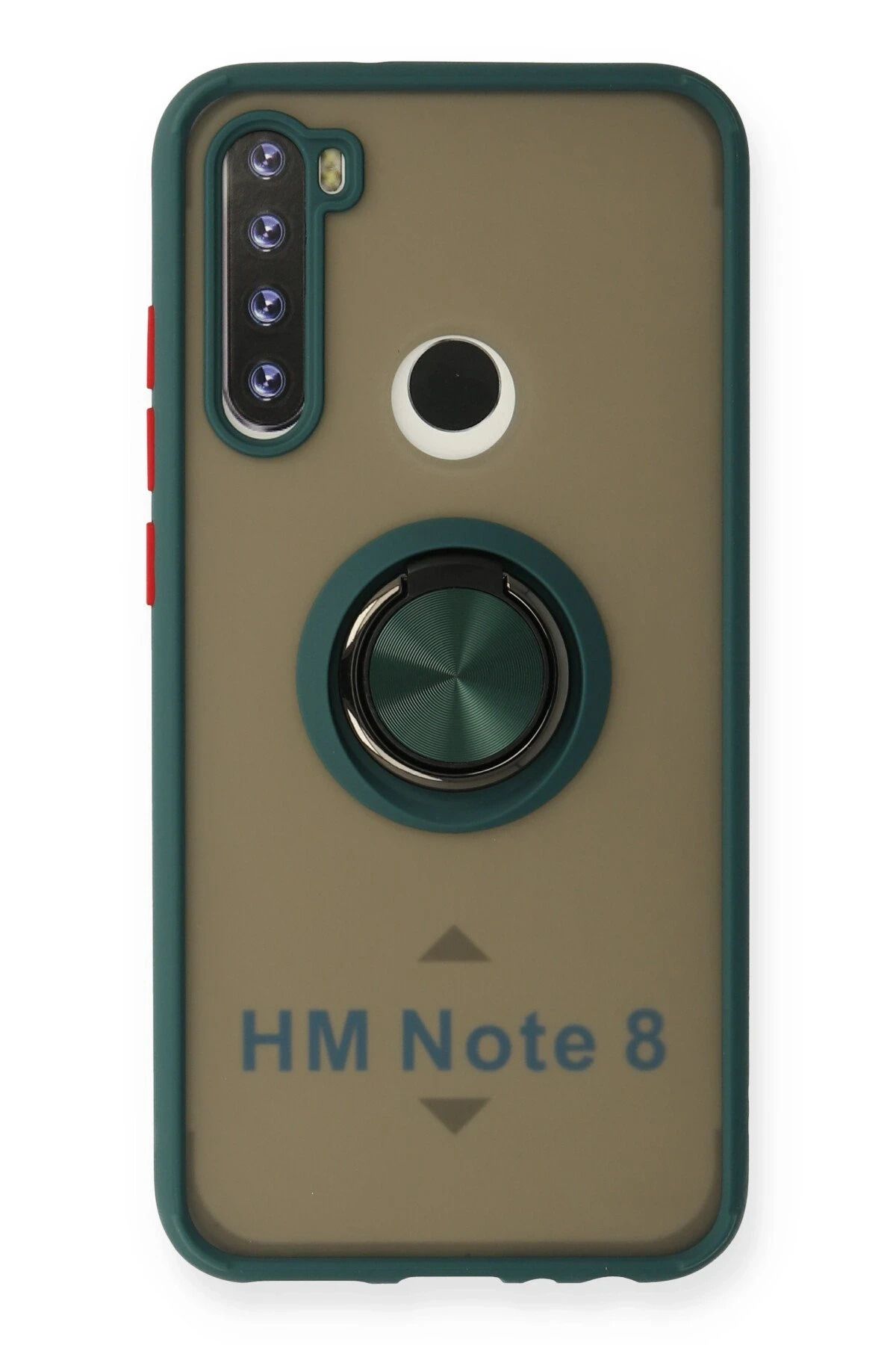 NewFace Xiaomi Redmi Note 8 Kılıf Montreal Yüzüklü Silikon Kapak - Yeşil ALMLA