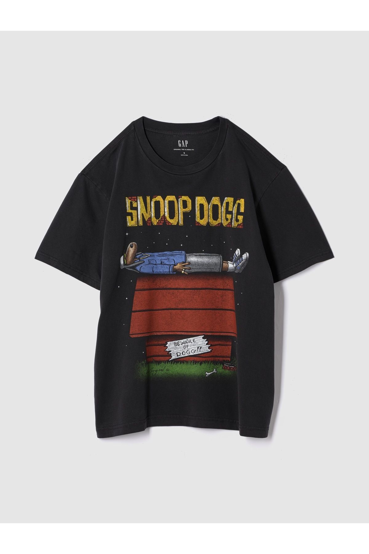 GAP Erkek Siyah Relaxed Orijinal Grafik T-Shirt