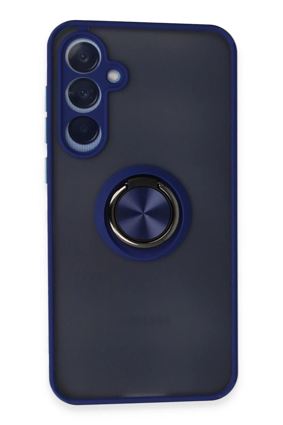 NewFace Samsung Galaxy A35 5G Kılıf Montreal Yüzüklü Silikon Kapak - Lacivert NRMSA