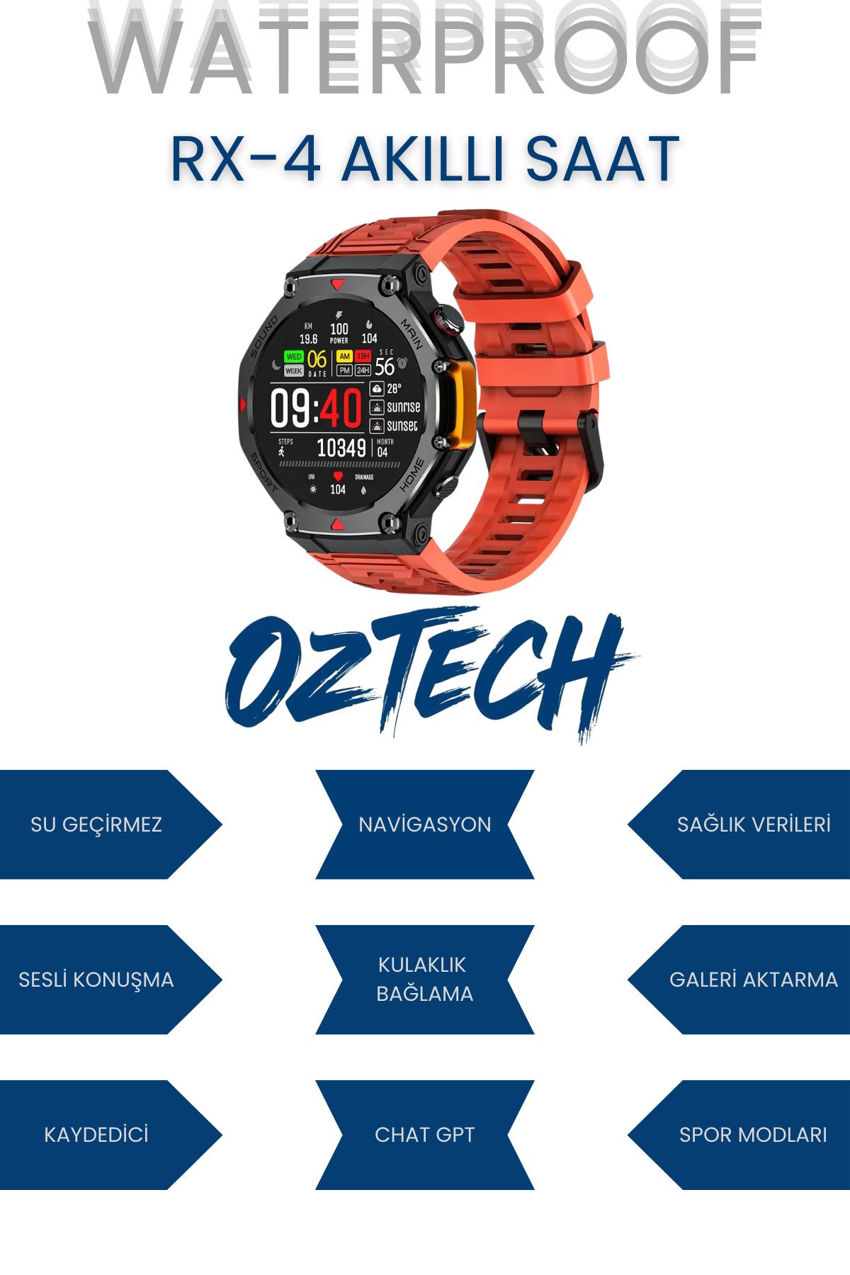 DTULTRA2 Watch RX-4 Su Geçirmez Akıllı Saat Iphone Ve Android Tüm Telefonlara Uyumlu