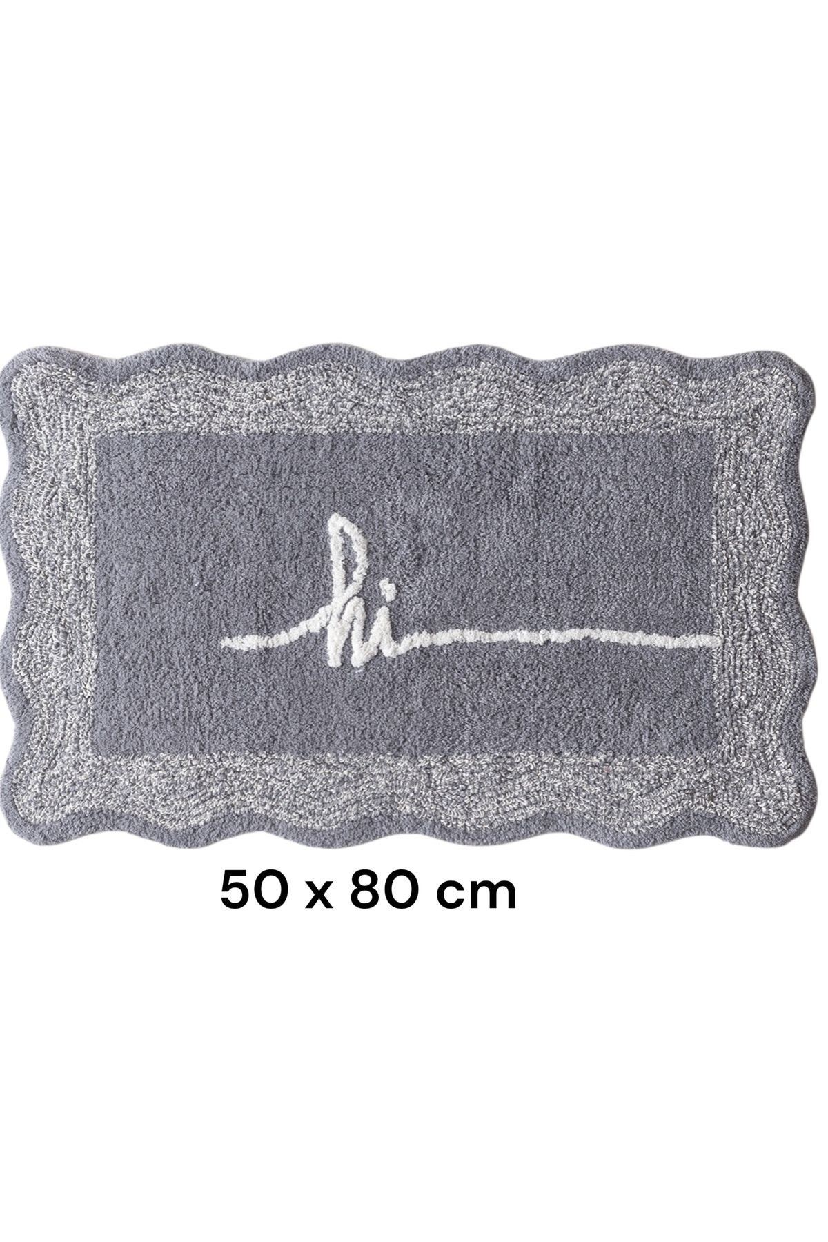 Madame Coco Gördes Banyo Paspası Kaymaz Tabanlı %100 Pamuk Gri Renk 50x80 cm Yumuşak ve Emici Dokulu