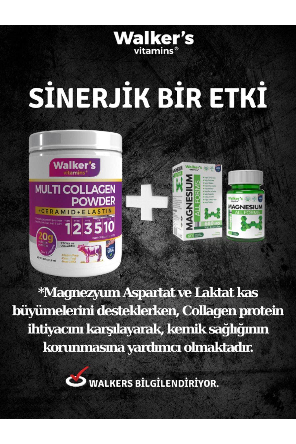 Walkers Walker`s Kolajen Collagen +Magnezyum All Forms Sporcu Destek Paketi