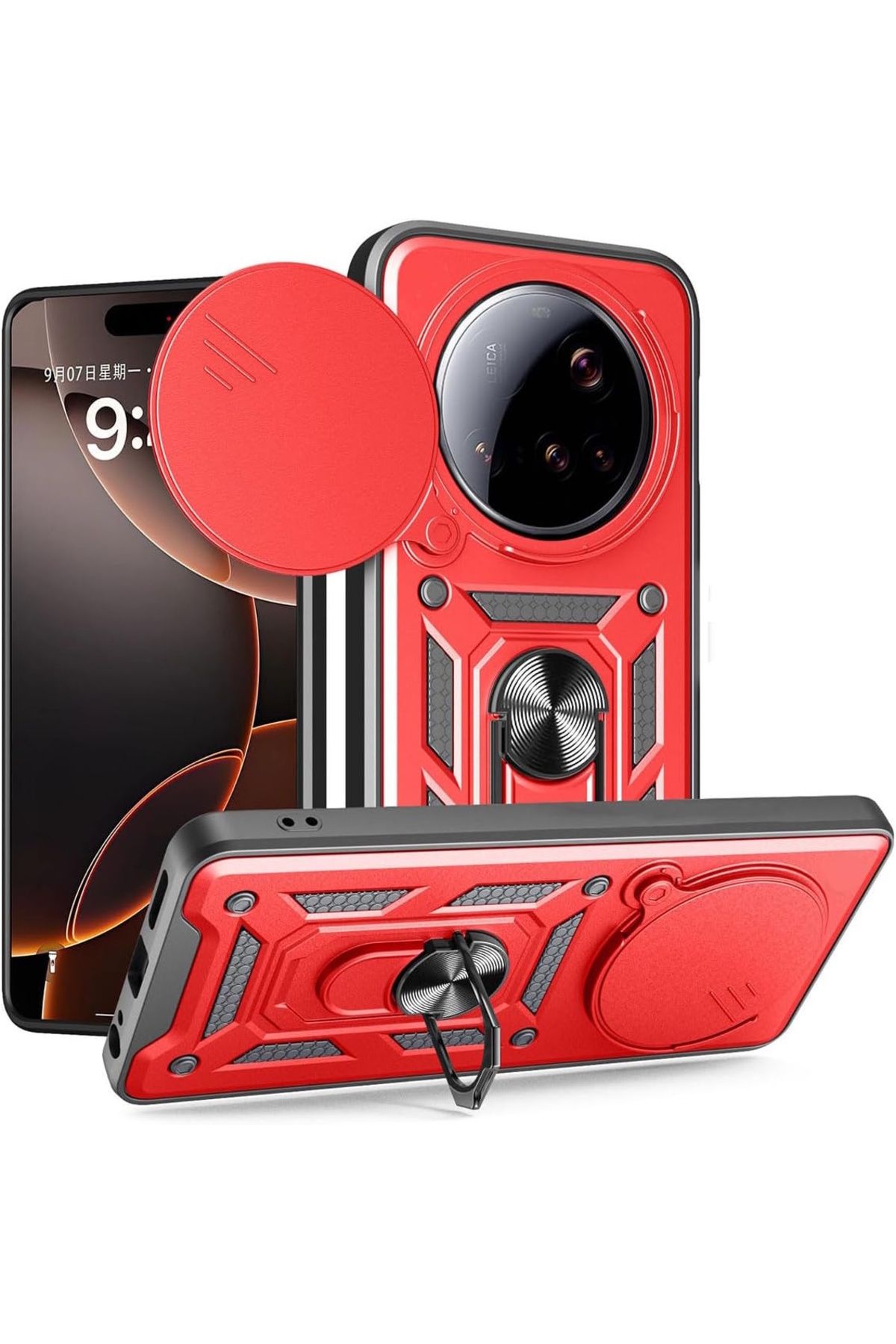 m.tk moveteck Xiaomi Mi 15 Ultra Kılıf Kamera Korumalı Sürgülü Yüzüklü Armor Military Tank Kızaklı Sert Kapak