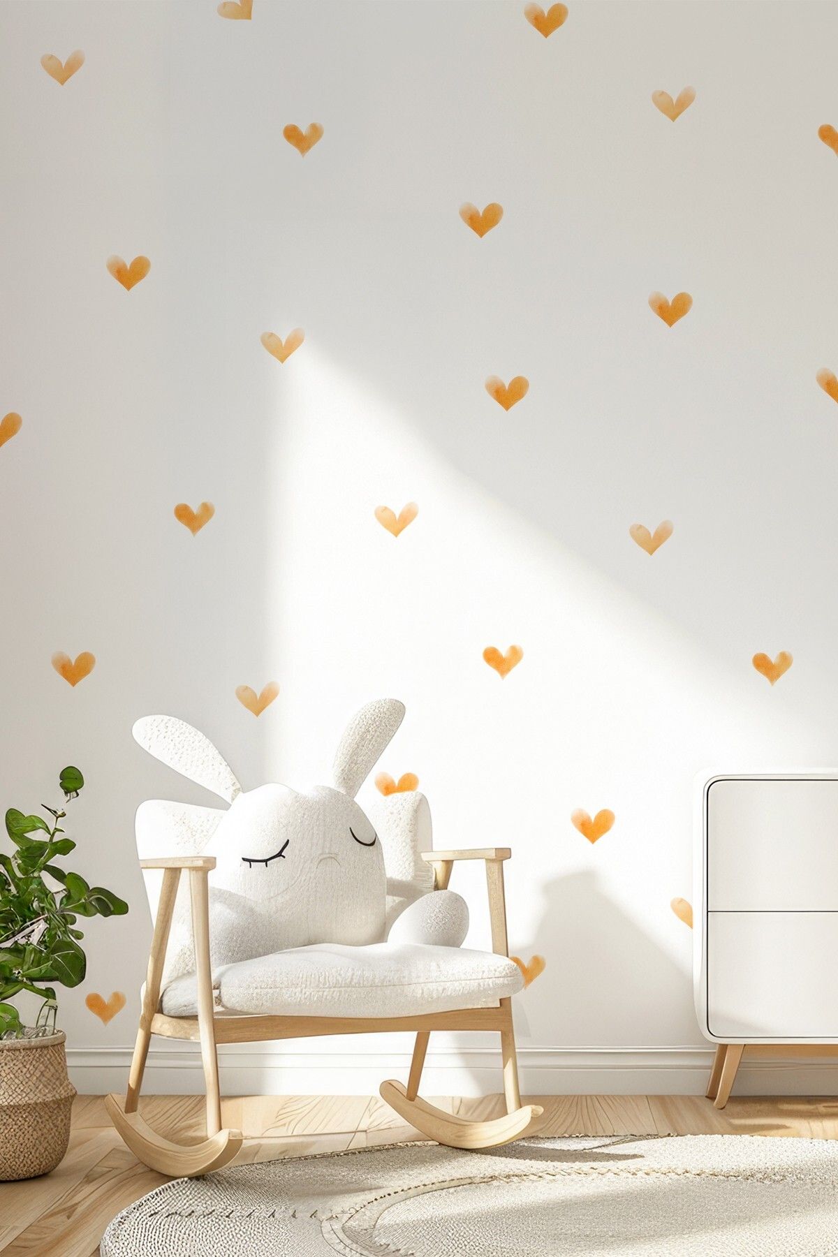 MSticker Kalp Sticker Seti, 67 adet Portakal Rengi Özel Kesim Duvar Cam Çocuk Odası Sticker