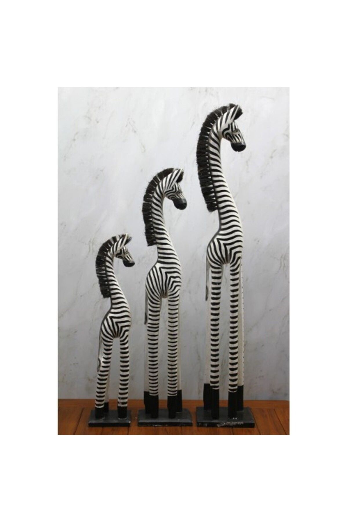Homelya Ahşap 3'lü Zebra Figürü