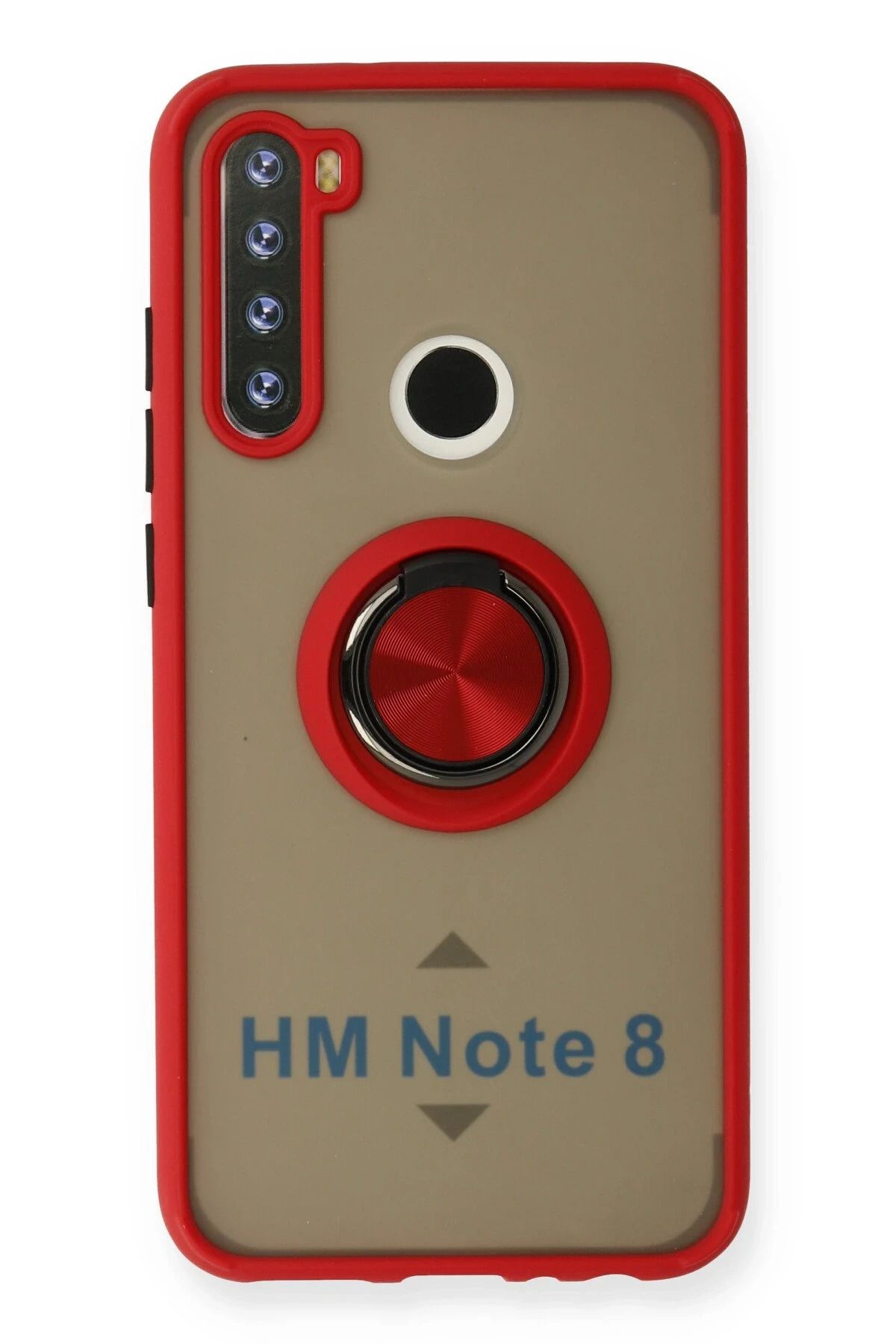 NewFace Xiaomi Redmi Note 8 Kılıf Montreal Yüzüklü Silikon Kapak - Kırmızı FLKRY