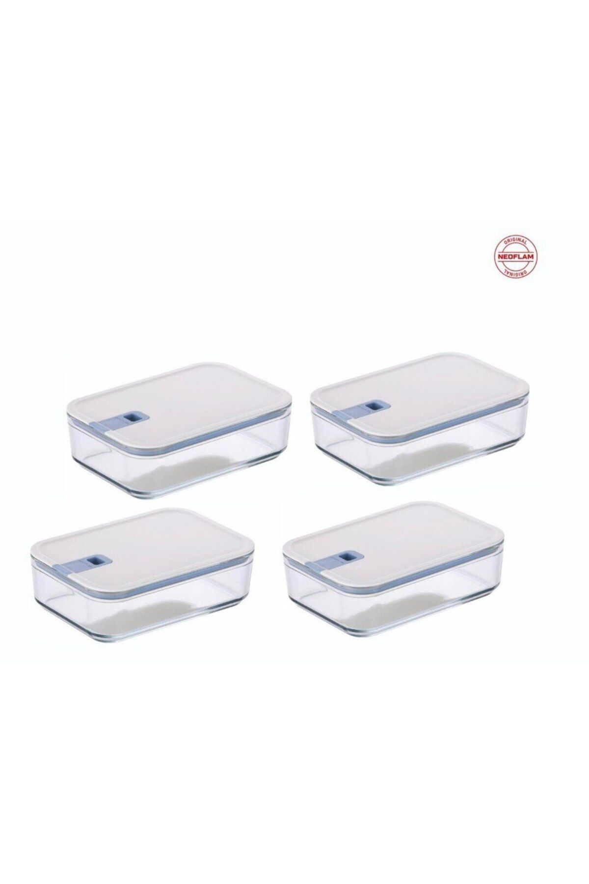 NEOFLAM Perfect Seal Dikdörtgen Cam Saklama Kabı Seti 4 Parça 1600ML