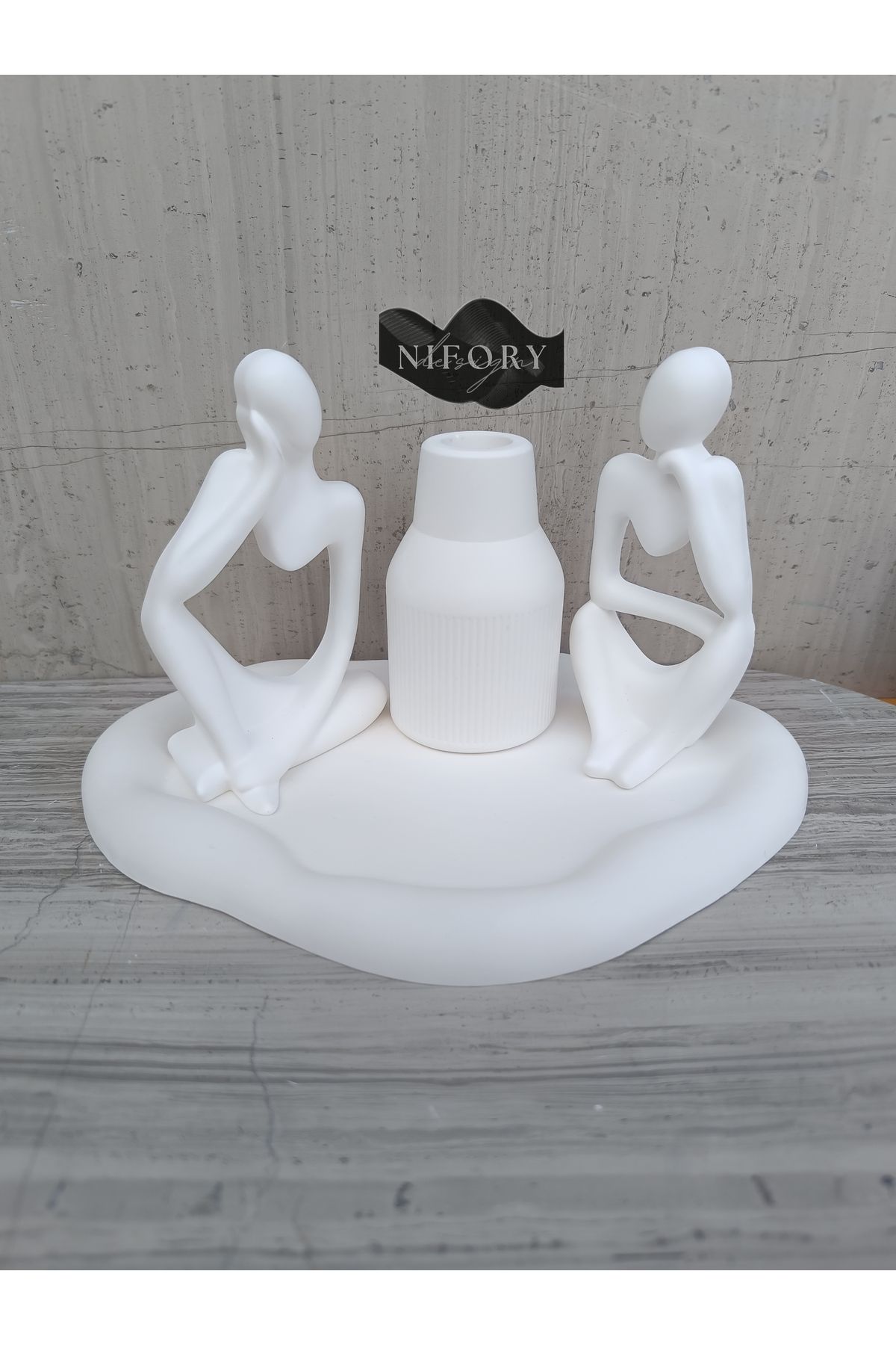 Nifory 520-N0140 Dekoratif Beton Sunum Aksesuar Set Beton Biblo Organizer Takımı Çok Amaçlı Dekoratif Set