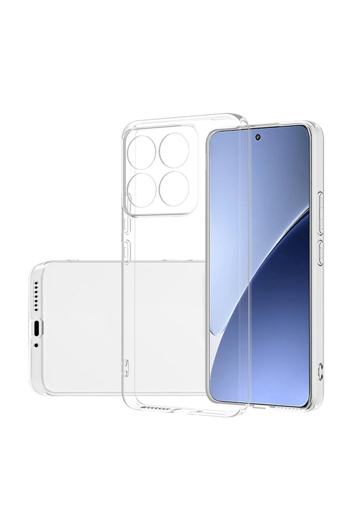 KZY İletişim Xiaomi Mi 14 ile Uyumlu Kapak Kamera Korumalı Süper Silikon Şeffaf Kılıf