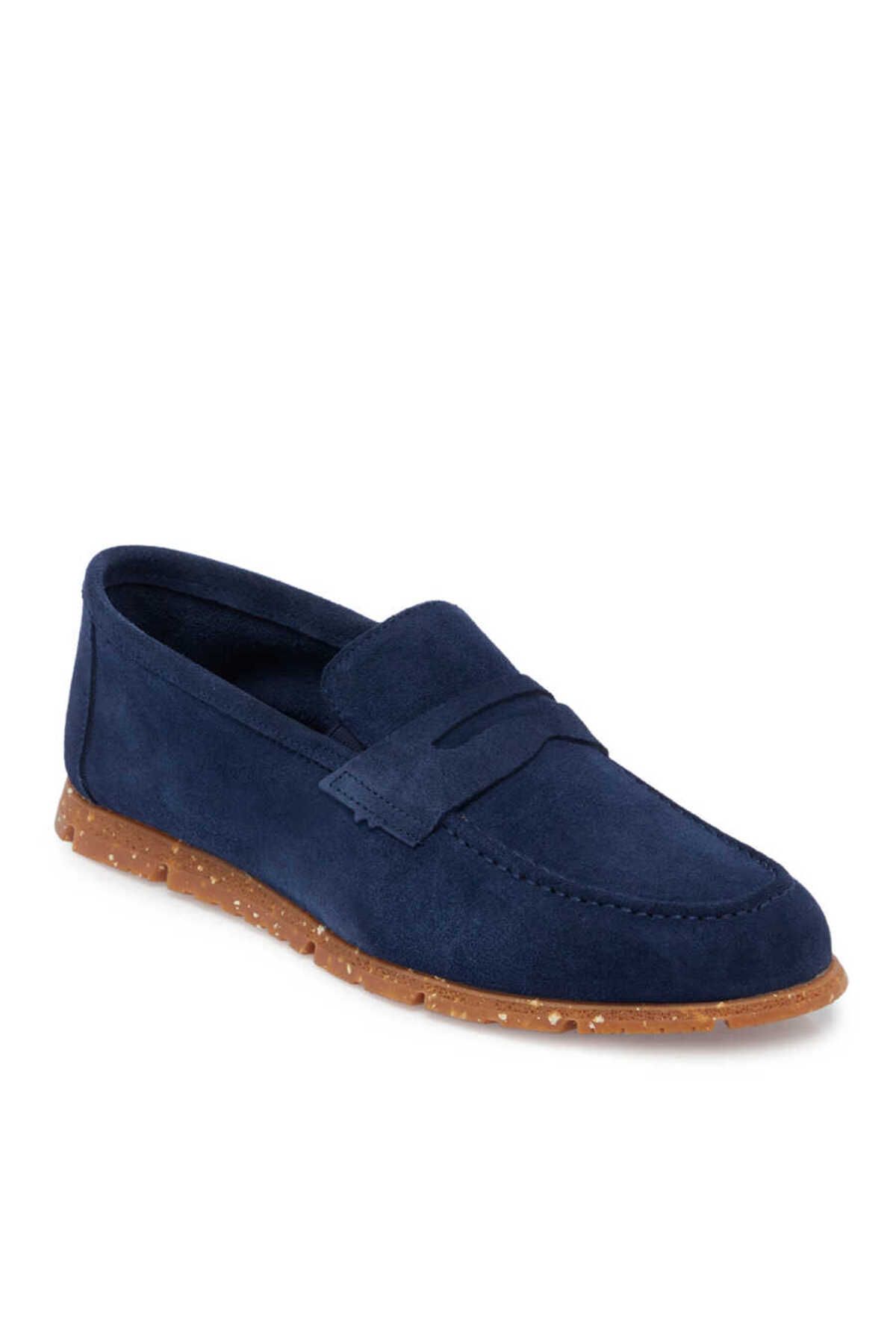 Tergan Mavi Hakiki Süet Deri Erkek Loafer - E24I1AY56588-F60