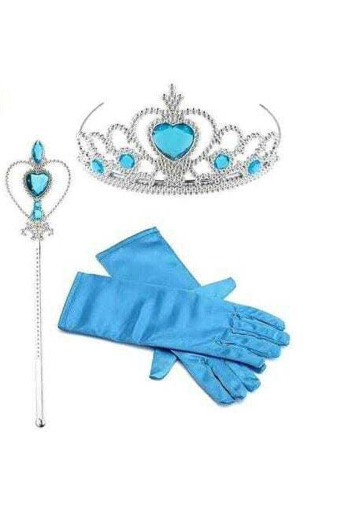 Parti Selesi Elsa Kostümü - Frozen Elbise - Askılı Tarlatanlı - Eldiven Taç Asa Kostüm fotoğrafı 3 (önizleme)