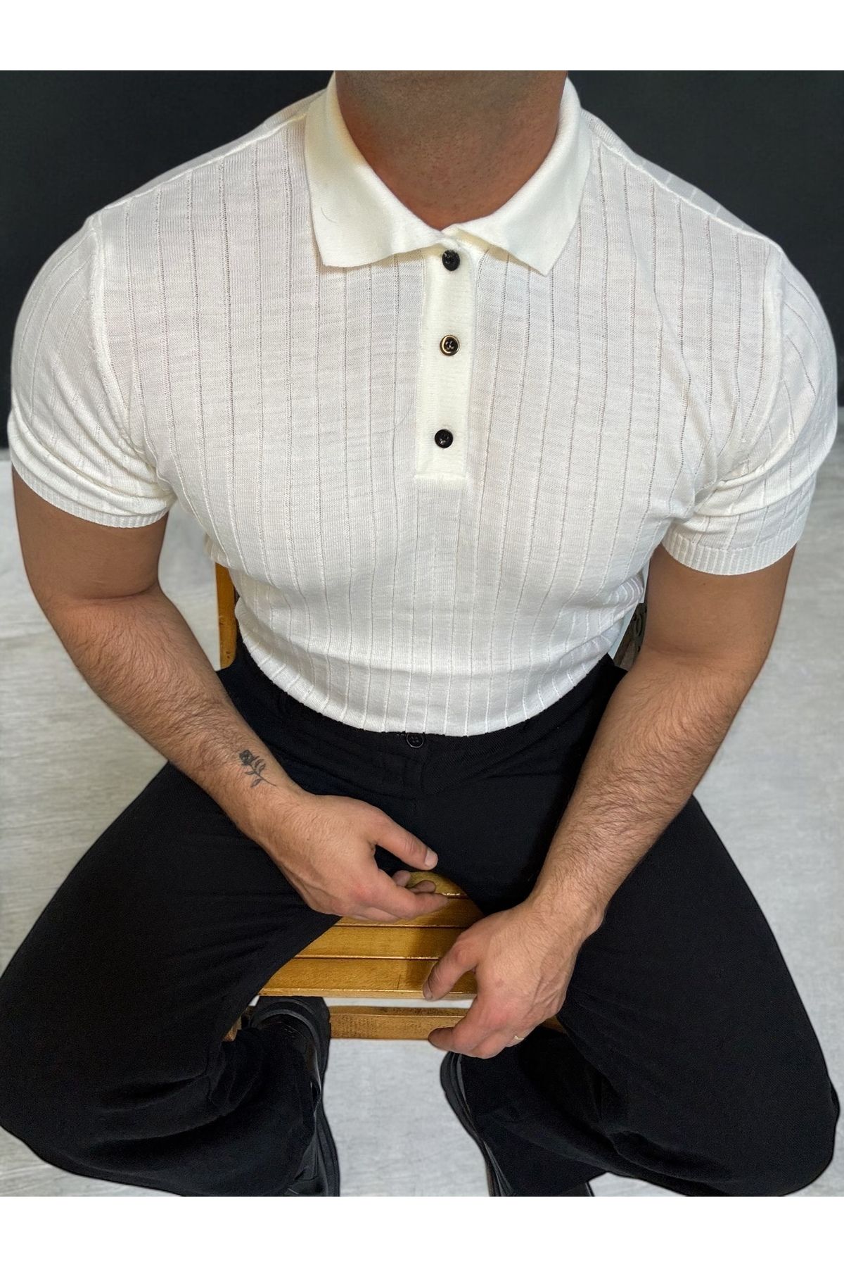 Butik Ross Polo Yaka Düğmeli Tişört