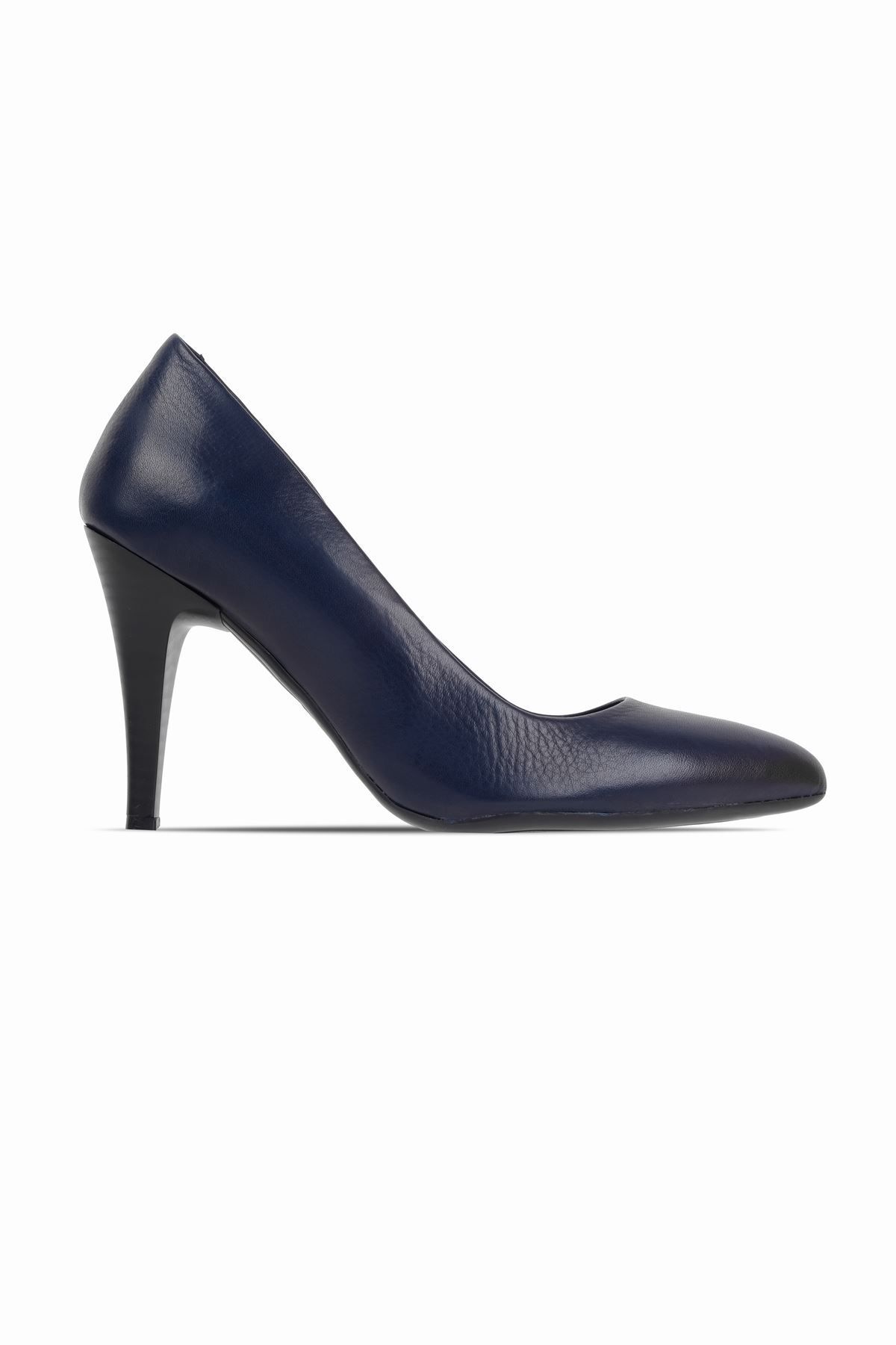 Lal Shoes & Bags Dione Kadın Hakiki Deri Sivri Burunlu Topuklu Ayakkabı-Lacivert
