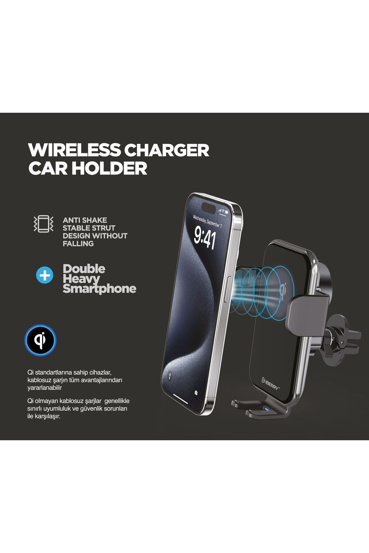 İBERRY İBERRY MAGDOCK DC3 Qİ WIRELESS KLİPSLİ MAGSAFE TELEFON TUTUCU