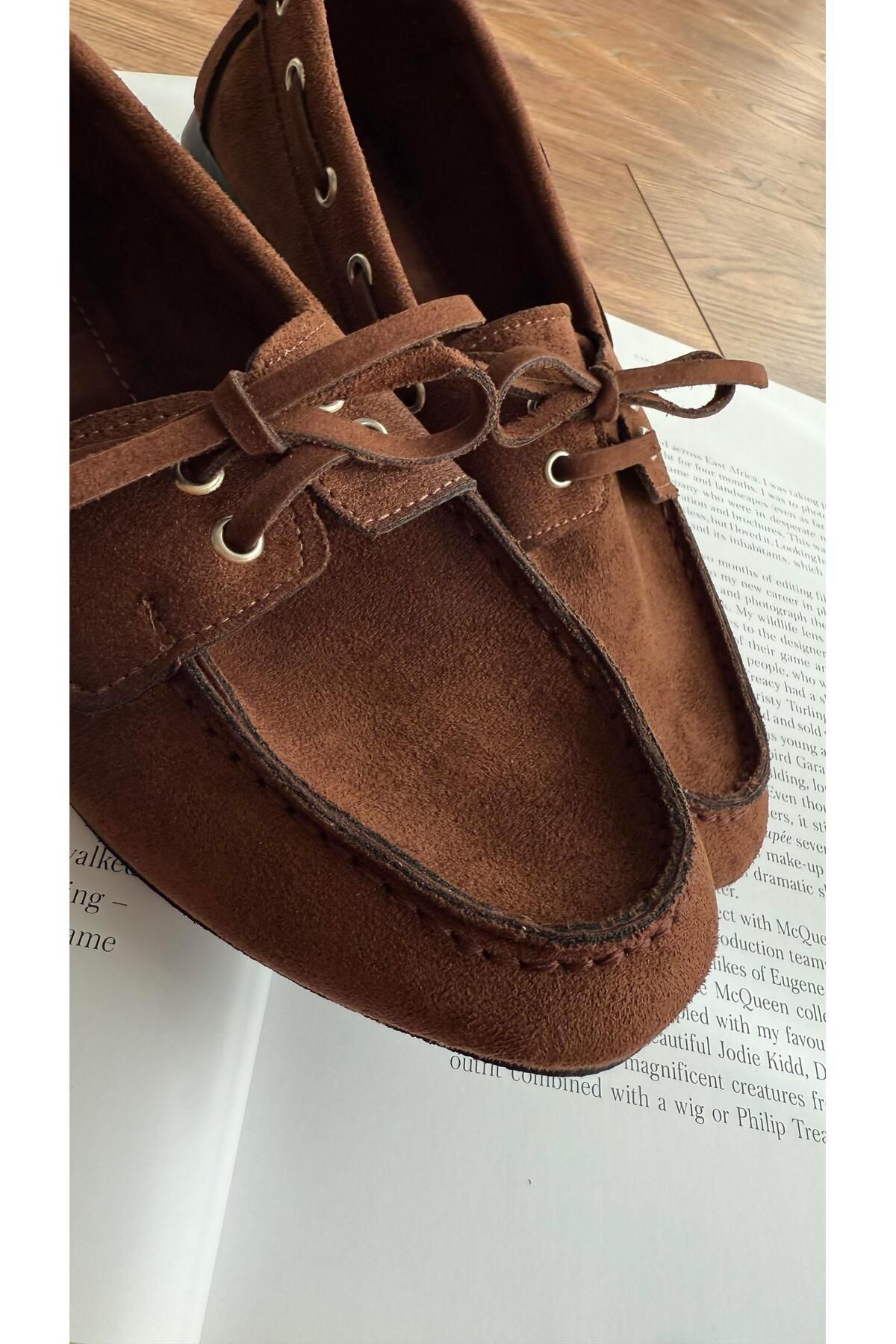 Eataly Shoes Süet Loafer Bağcıklı Acıkahve Ayakkabı