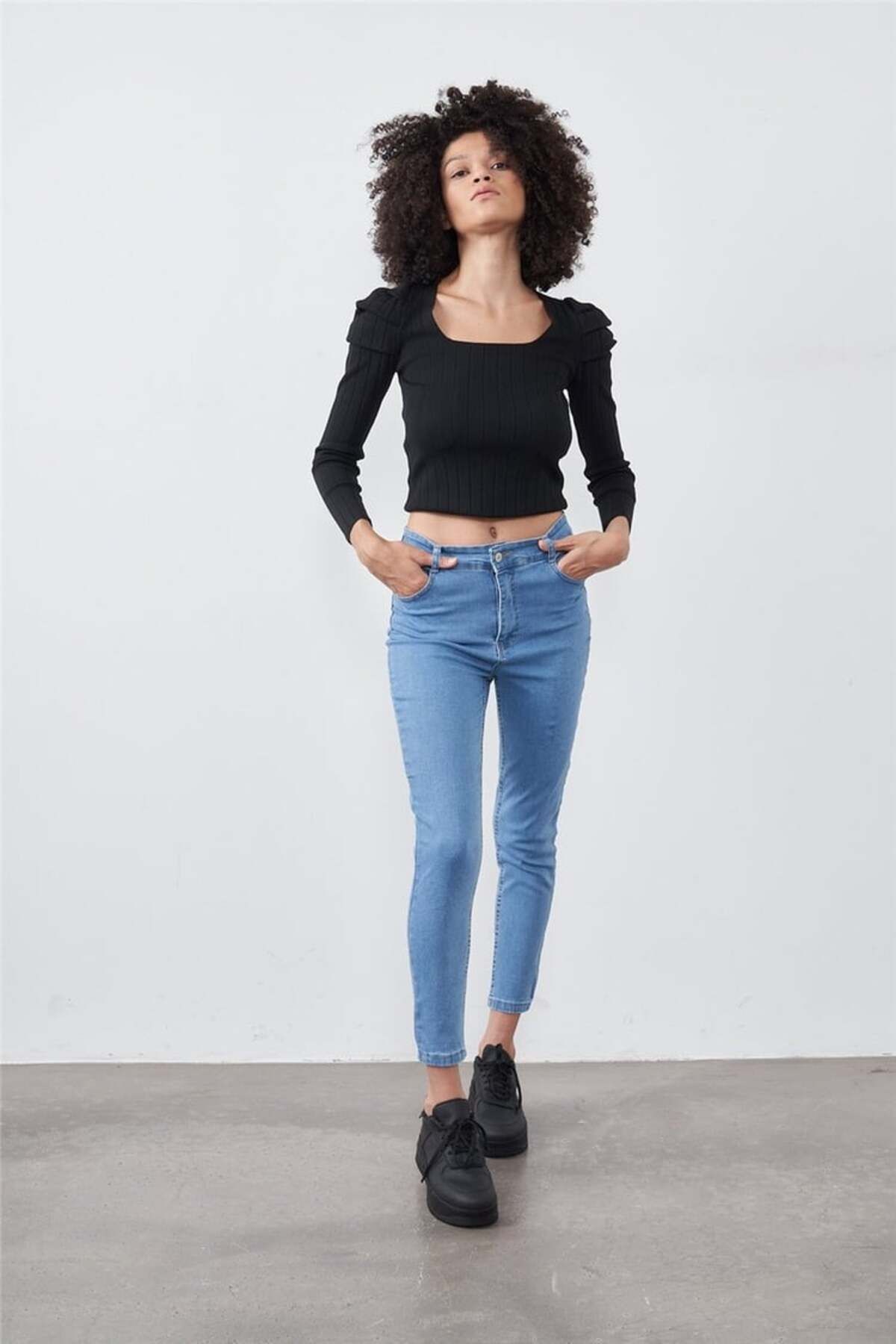 Rift Jeans Blue Turtle 5000 Dar Paça Yüksek Bel Kadın Kot Pantolon