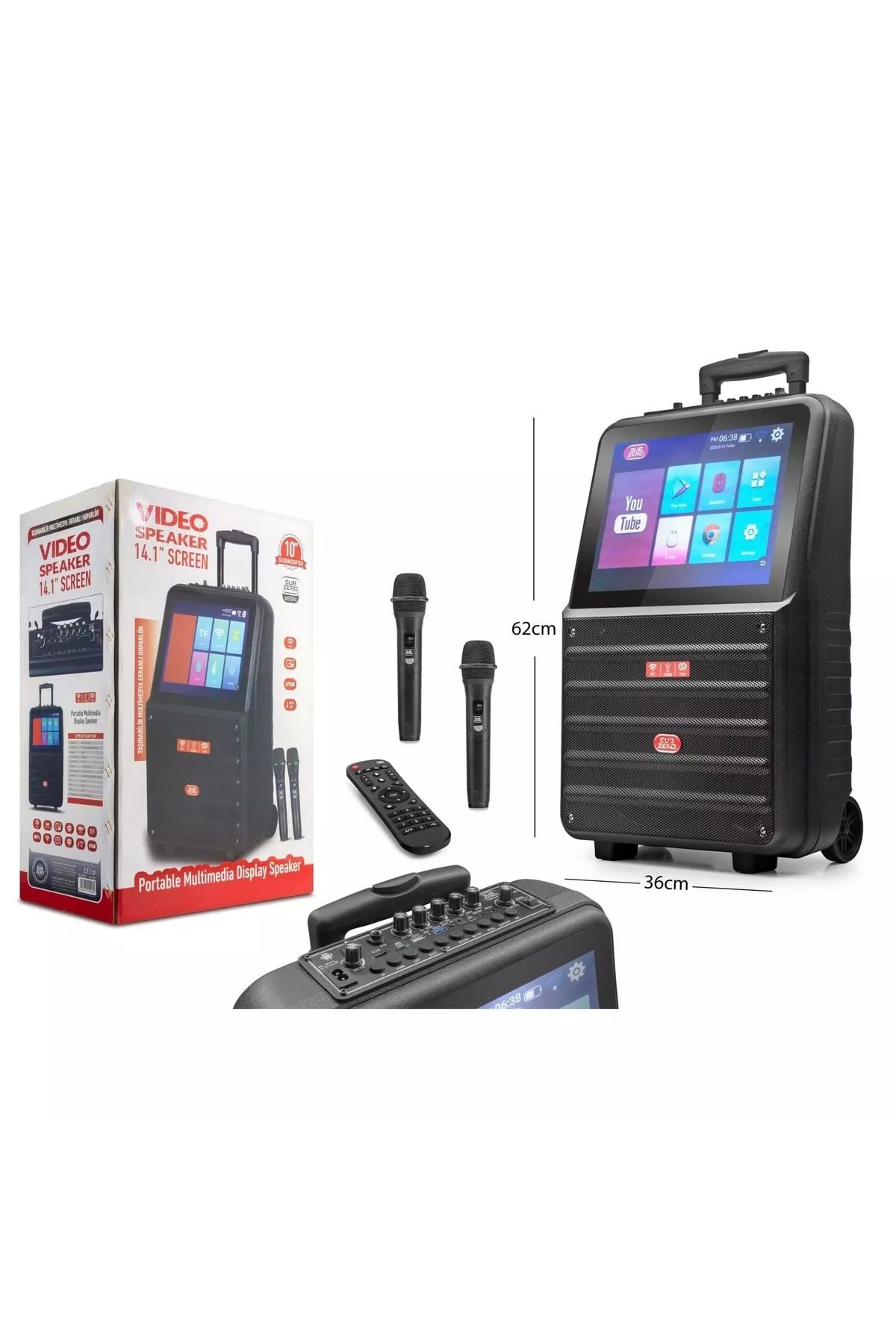 ztmobile Subzero WR194 14.1" Multimedia Dokunmatik Ekran 2 Kablosuz Mikrofonlu Kumandalı RGB Bluetooth/Usb/Sd