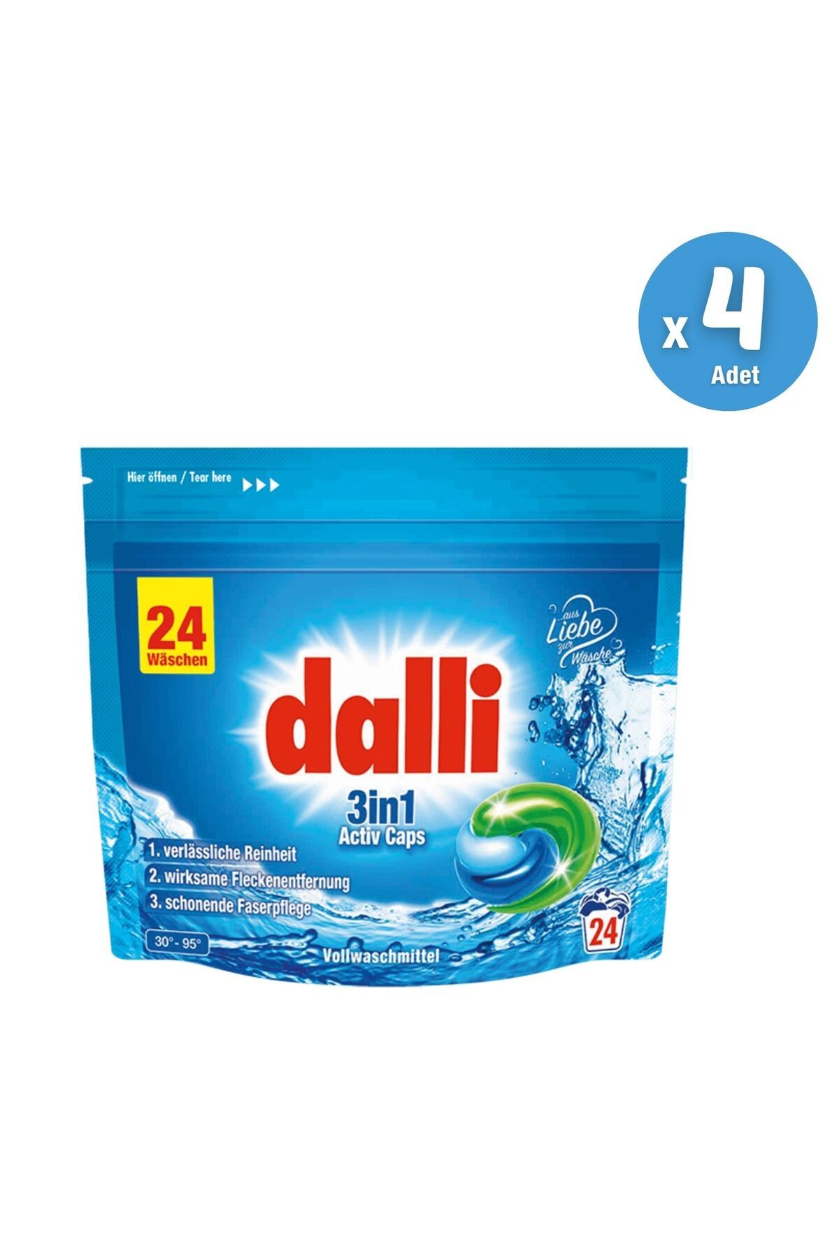 Dalli Etkili Leke Çıkarıcı Kapsül Çamaşır Deterjanı 3'ü 1 Arada 96 Yıkama (1 Koli/4 Adet)
