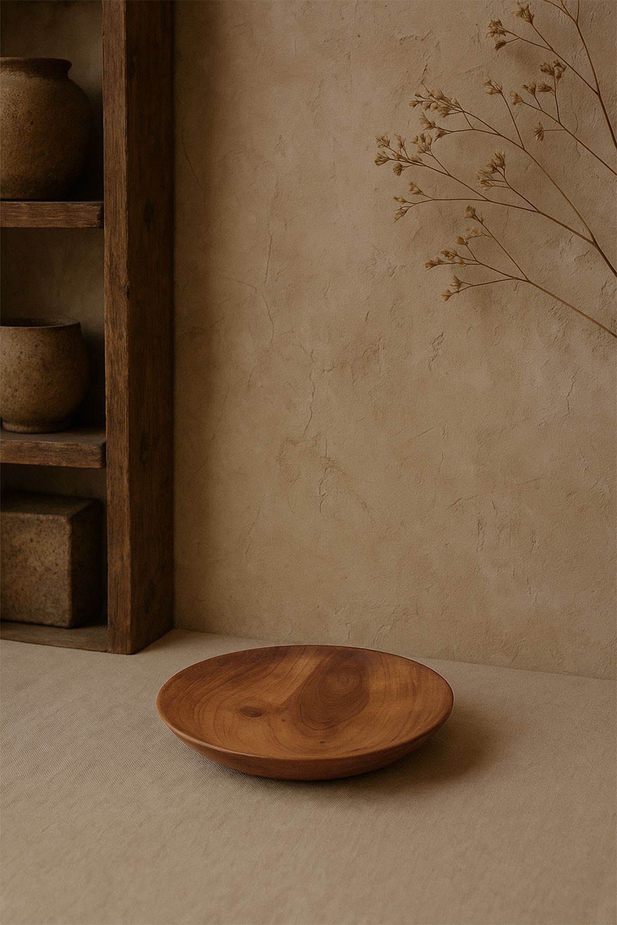 Barine Teak Ahşap Yuvarlak Tabak 12x12 cm