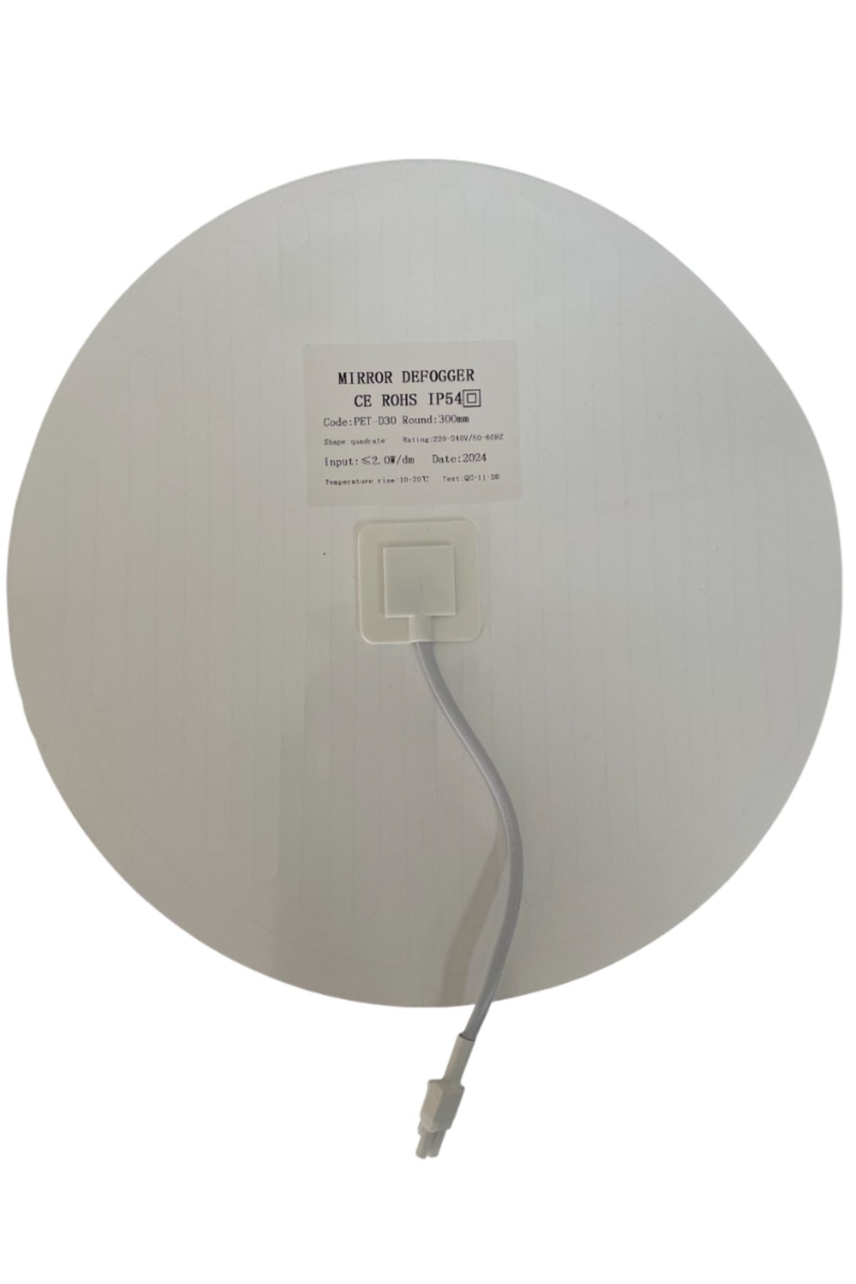 Hazar Led 220 Volt Ayna Arkası Buğu Önleyici Rezistans Banyo Ayna Arkası Buğu Çözücü Yuvarlak 30x30 Cm