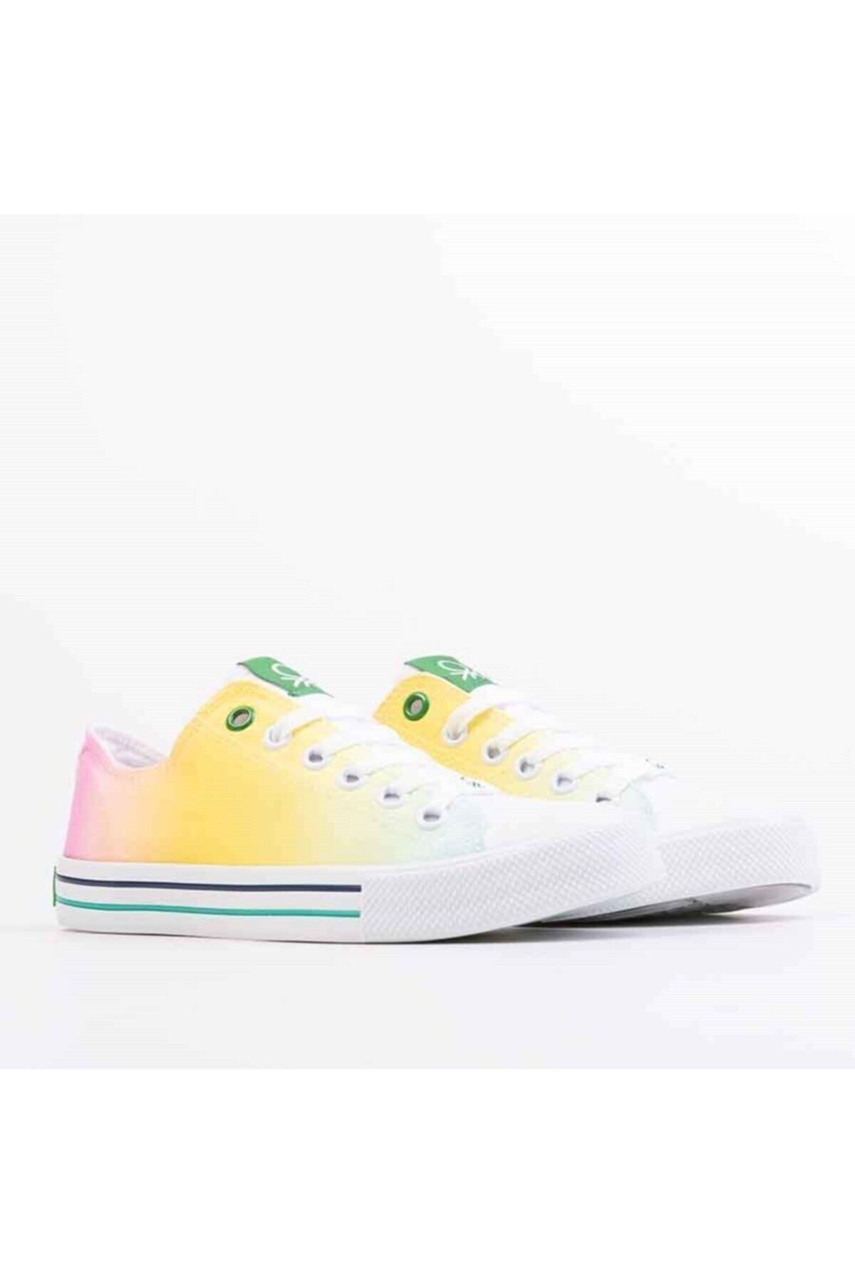 Benetton Canvas Bağcıklı Günlük Sneaker Sarı Ayakkabı