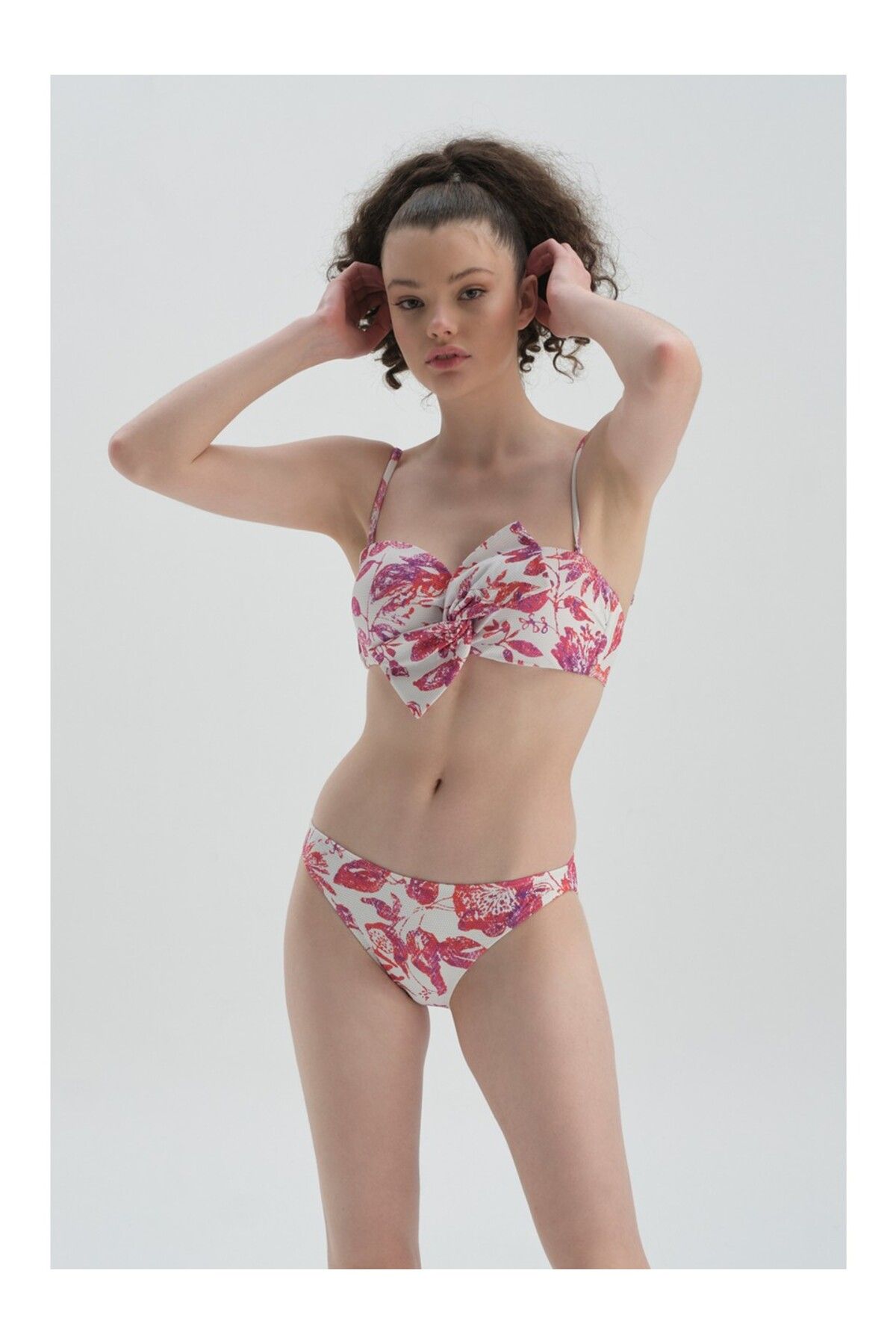 Dagi Fuşya - Beyaz Düşük Bel Bikini Alt